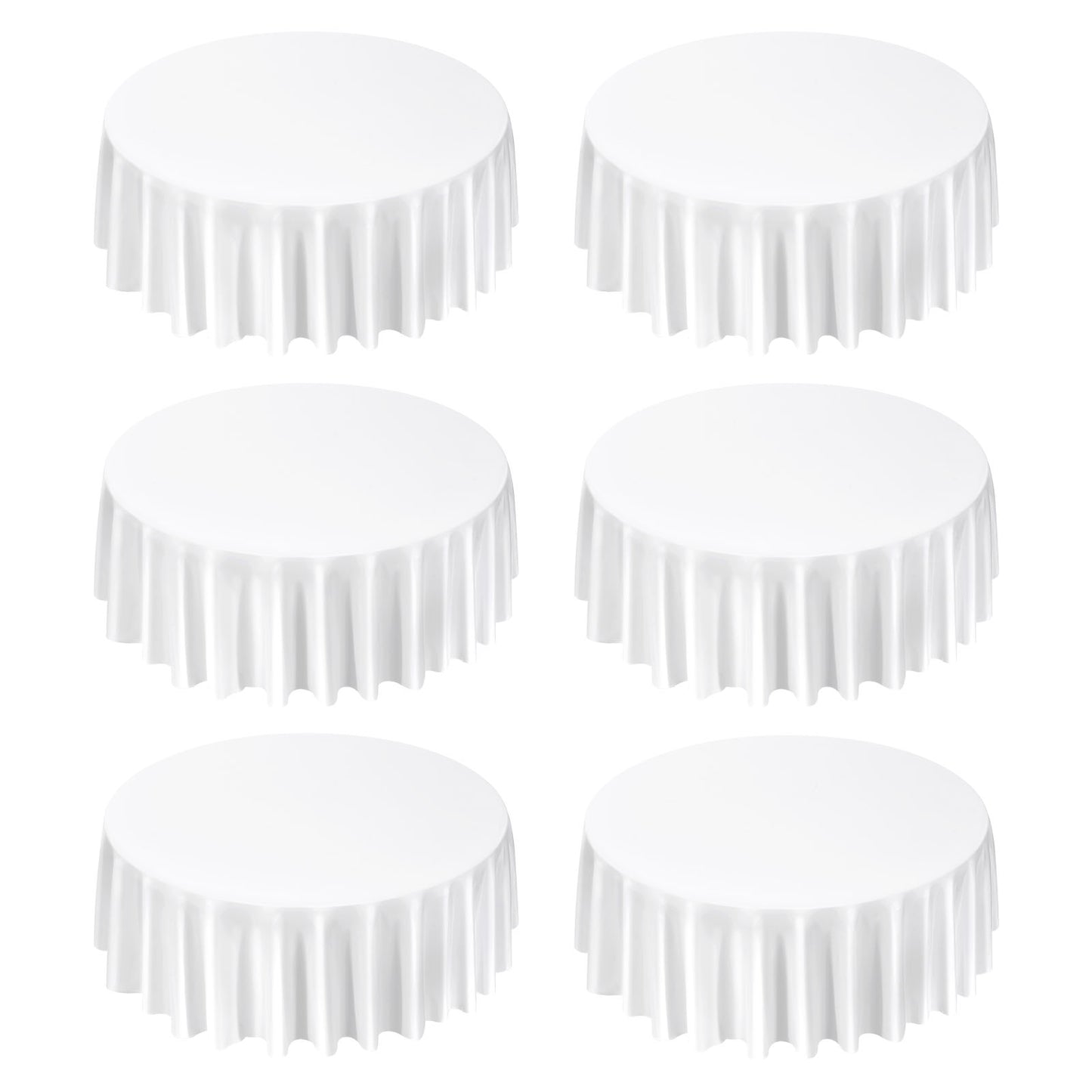 KFFKFF White Round Tablecloths 6 Pack, 120-Inch Diameter, Durable and Wrinkle-Resistant, Machine Washable Polyester Fabric, Ideal for Weddings, Parties, Banquets, and Formal Gatherings
