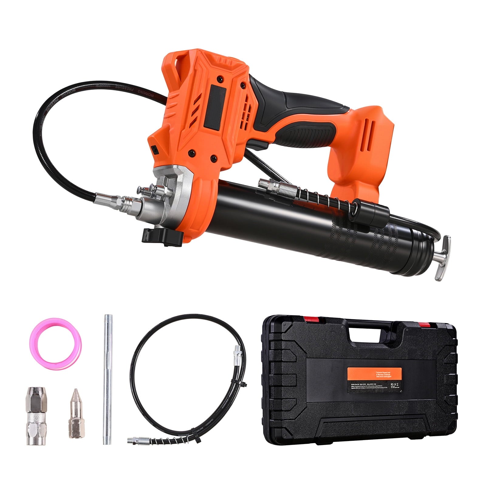 KFFKFF Wireless Grease Dispenser, Maximum 80,000 PSI Pressure, LED Light & 35.4-inch Hose Equipped, 20V Battery-Driven & Adjustable Speed Triggers, Suitable for Lubricating Vehicles or Machinery