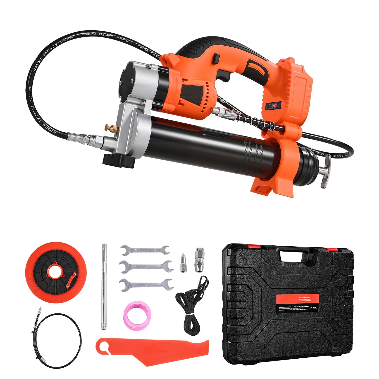 KFFKFF Wireless Lubricant Applicator, Maximum Force of 80,000 PSI, Illuminated Lubrication Device with 35.4-inch Extended Hose, 20V Battery Operated with Adjustable Speed Controls