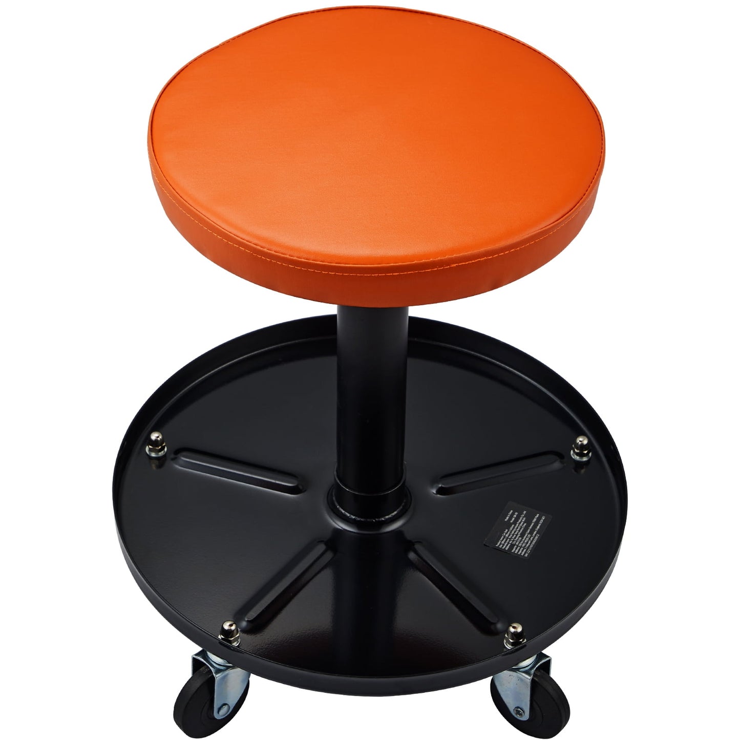 KFFKFF Workshop Chair, 250 LBS Capacity Pneumatic Mobile Stool, Height Alterable 22 in-28 in Cushioned Rolling Mechanic Stool with Equipment Holder, Suitable for Garage, Workshop, Auto Maintenance