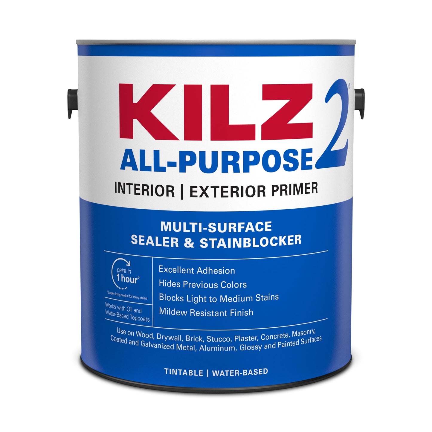 KILZ 2 All-Purpose Interior/Exterior Water-Based Stainblocking Primer, 1 Gallon