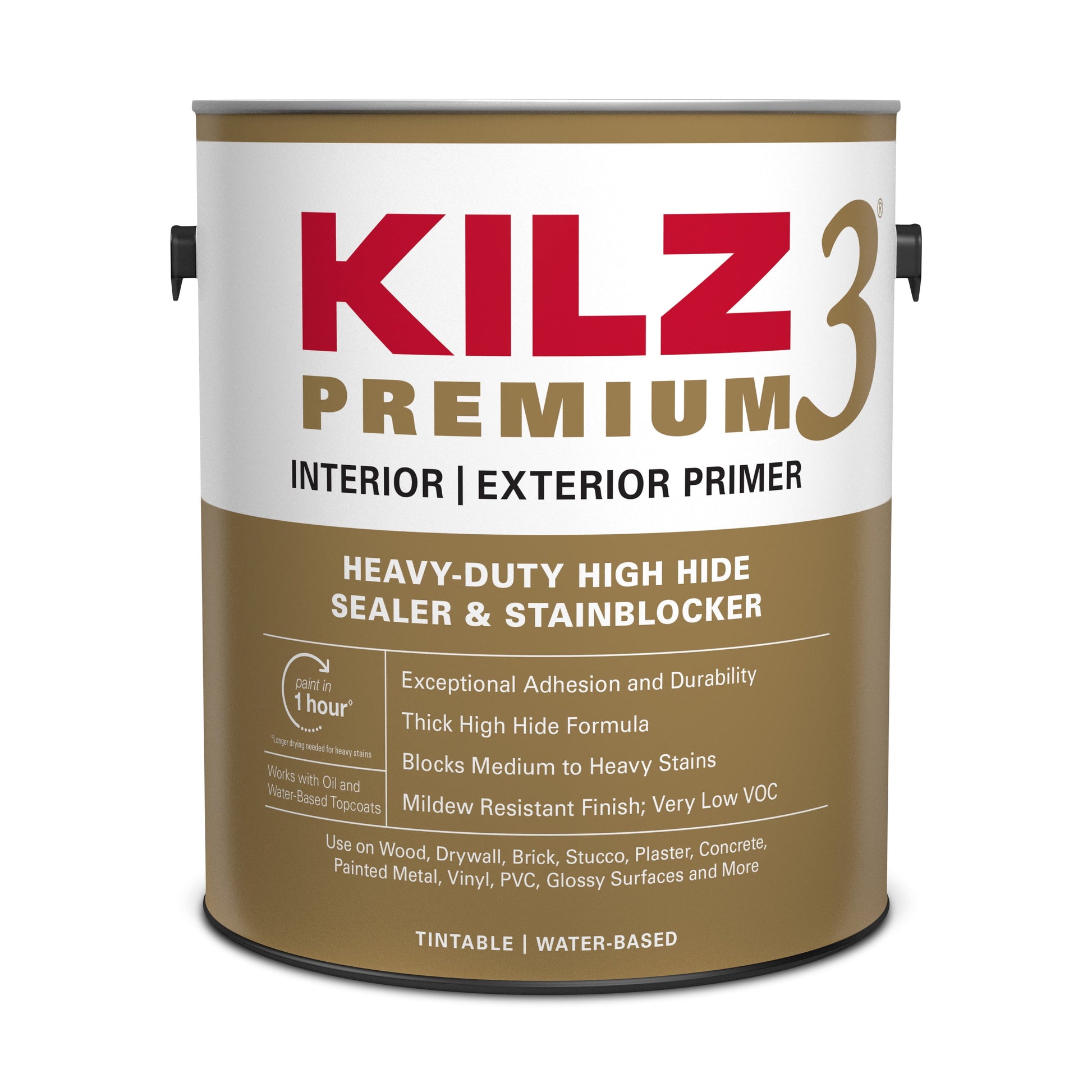 KILZ 3 Premium Multi-purpose Interior/Exterior Wall and Ceiling Primer - Water-Based 1 Gallon