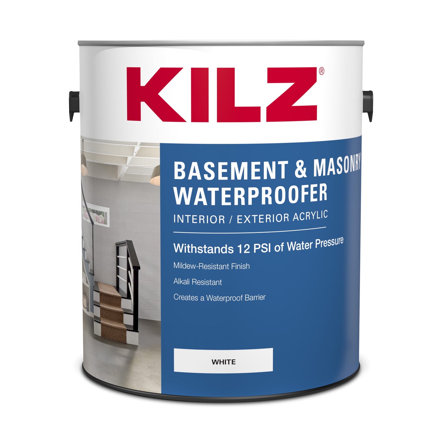 KILZ Basement & Masonry Waterproofing Interior/Exterior Paint, Flat White, 1 Gallon