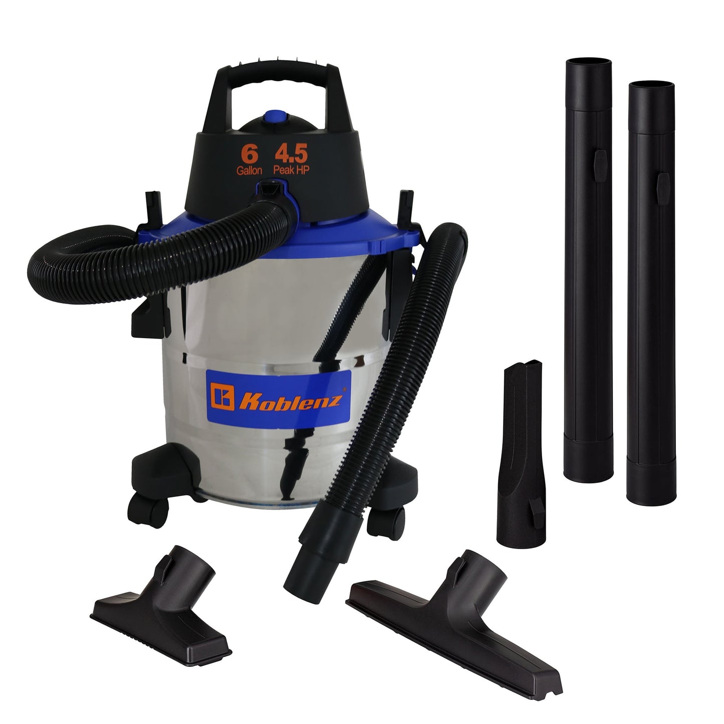Koblenz WD-6L212SS Wd-6 L212 Ss 6-gal. Portable Wet/dry Vacuum With Blower, Stainless Steel And Blue, Wd-6 L212 Ss