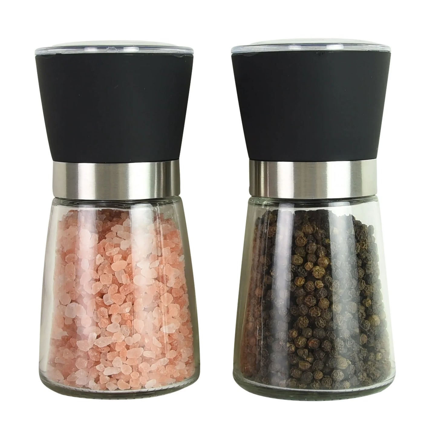 Kamenstein 5-inch Glass Prefilled Pink Himalayan Salt and Pepper Grinder Set of Two