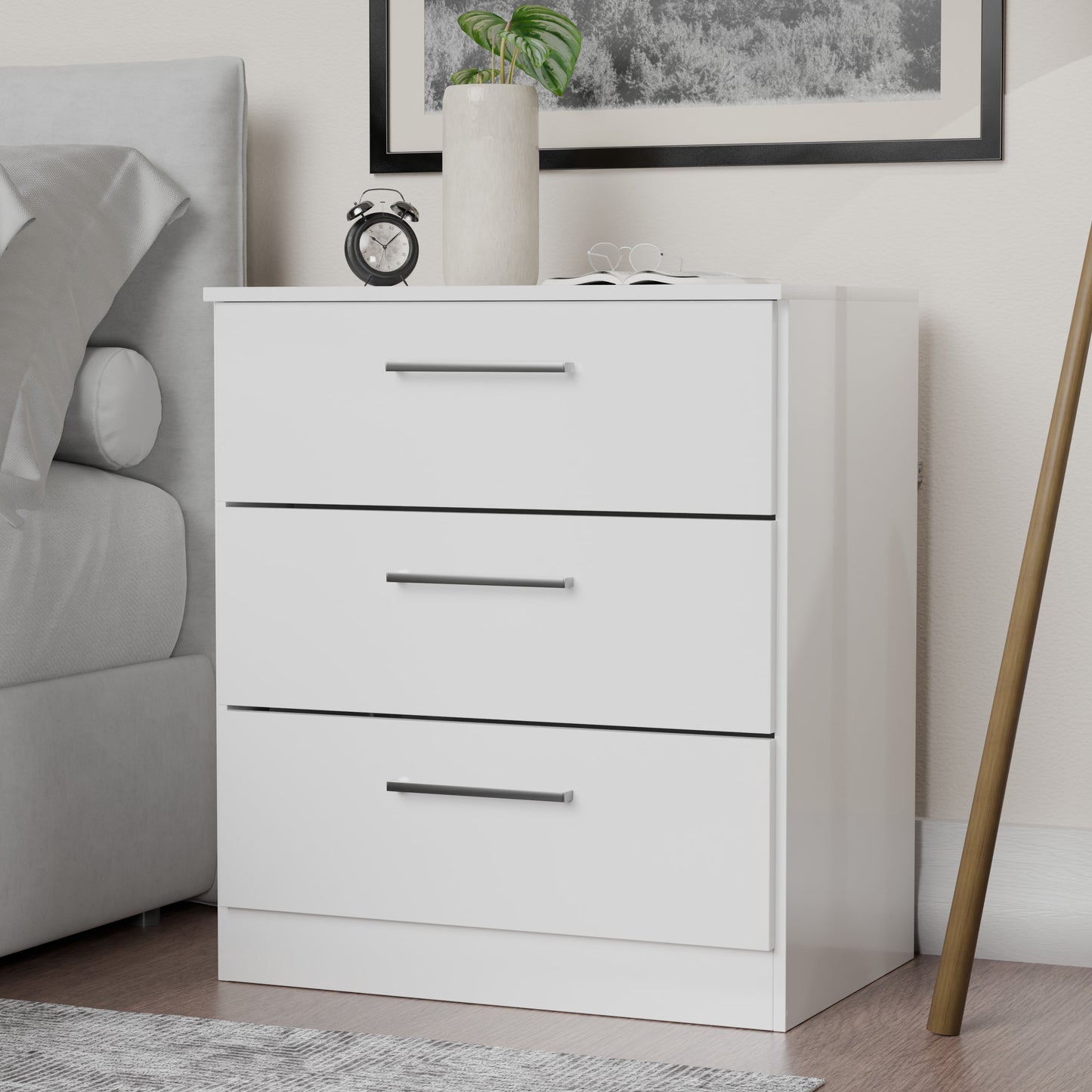 Kappesberg Jolyne 3-Drawer Vertical Dresser, Modern White Bedroom Storage - for Adults and Teens