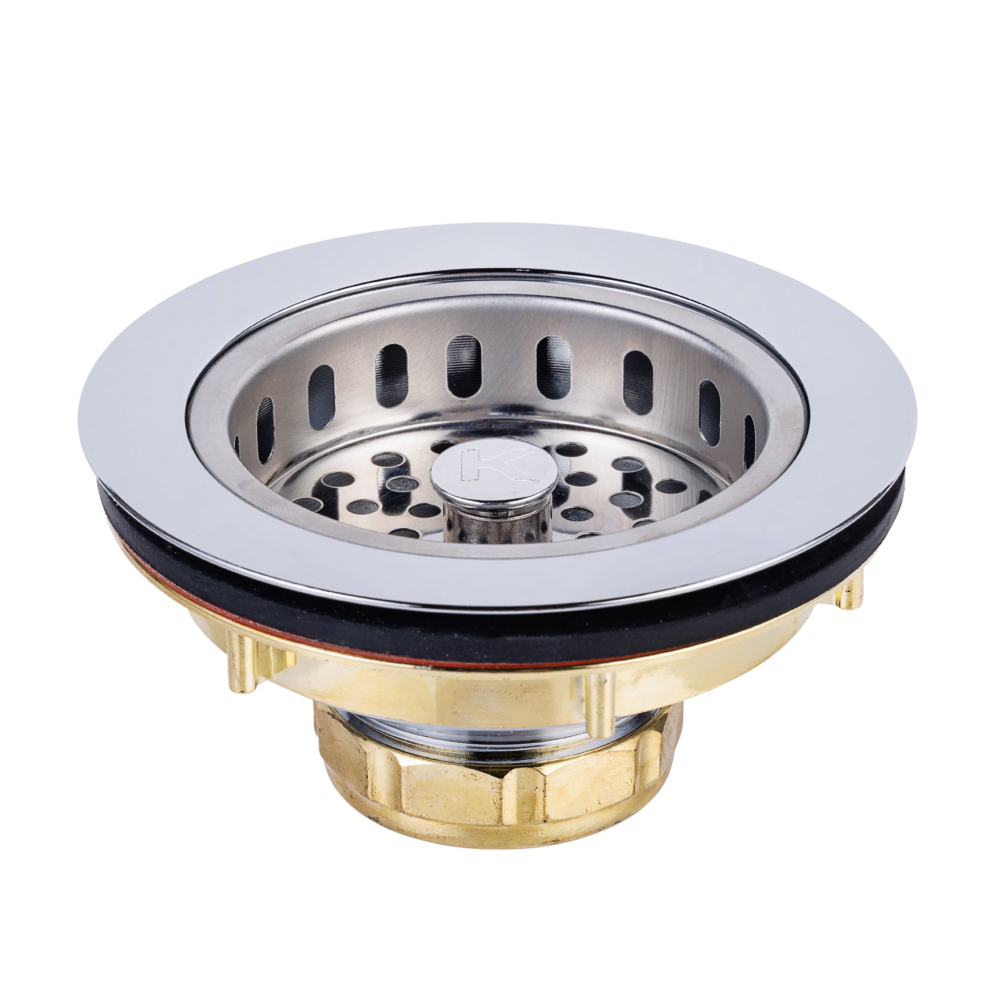 Keeney K5445 Brass Drop Post Basket Kitchen Sink Strainer, Polished Chrome