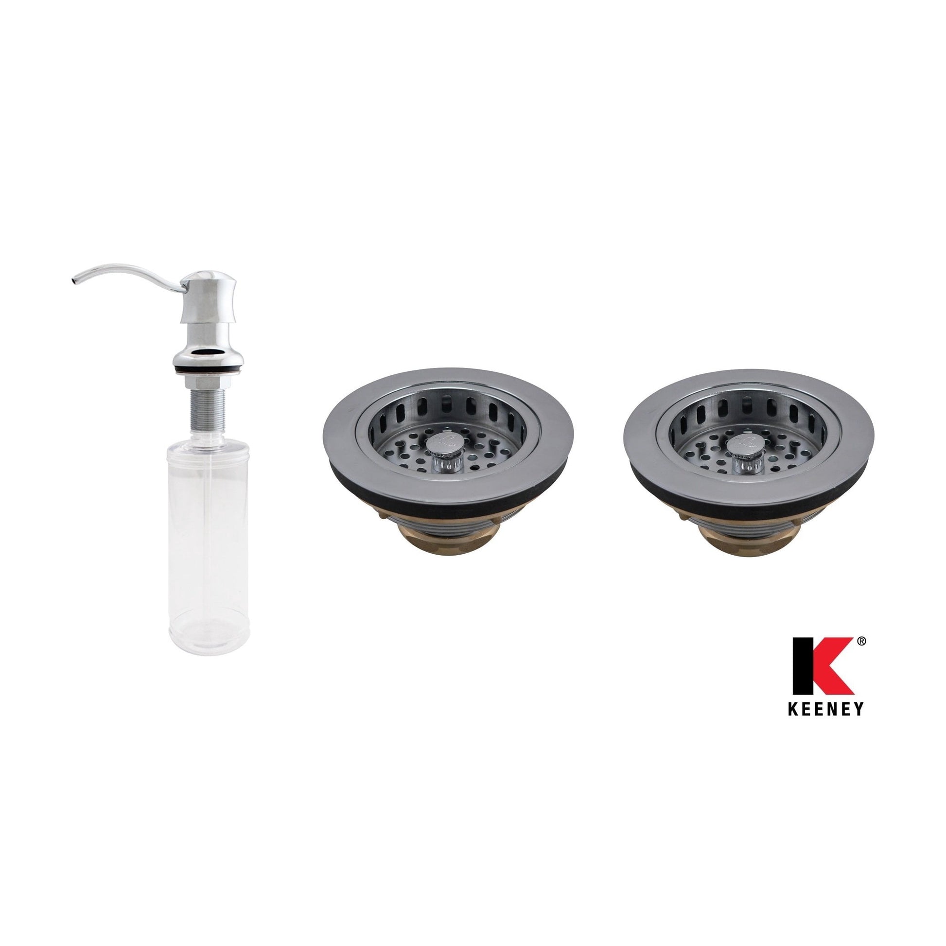 Keeney K5445CPDS Soap Dispenser and Strainers Kitchen Kit, Polished Chrome