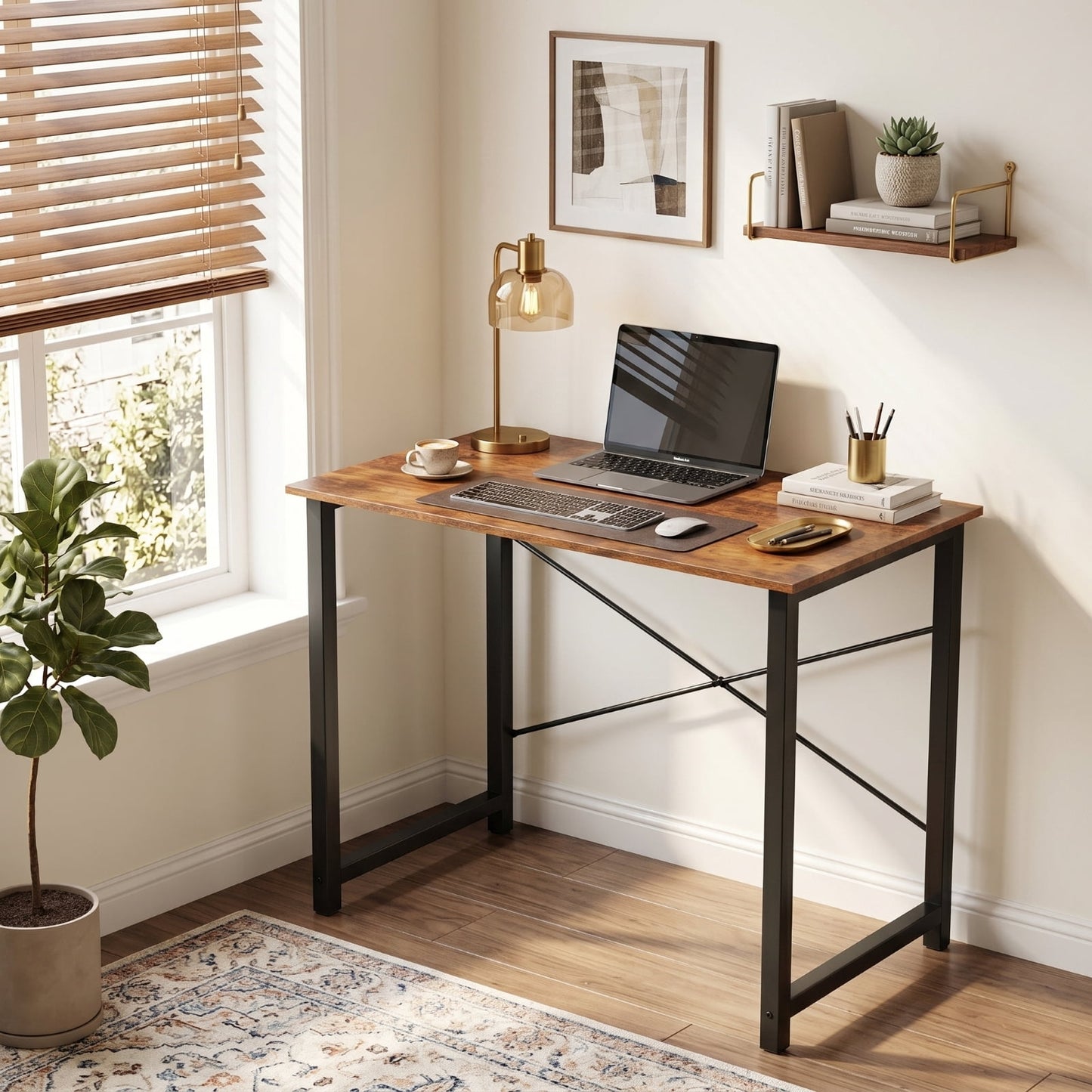 Kelno 31.5 Inch Computer Desk Home Office Writing Study Desk Gaming Tableï¼ŒRustic Brown