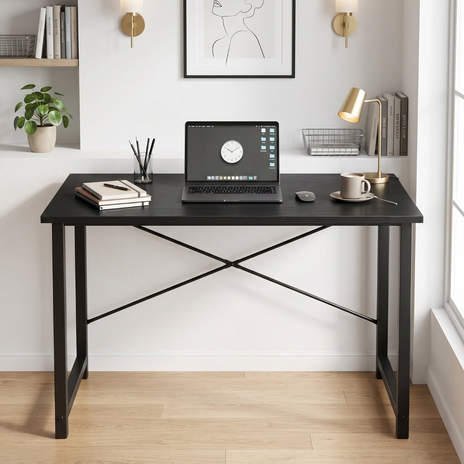 Kelno 40.5 Inch Computer Desk Simple Office Desk Table for Gaming Home Writing Study Deskï¼ŒBlack