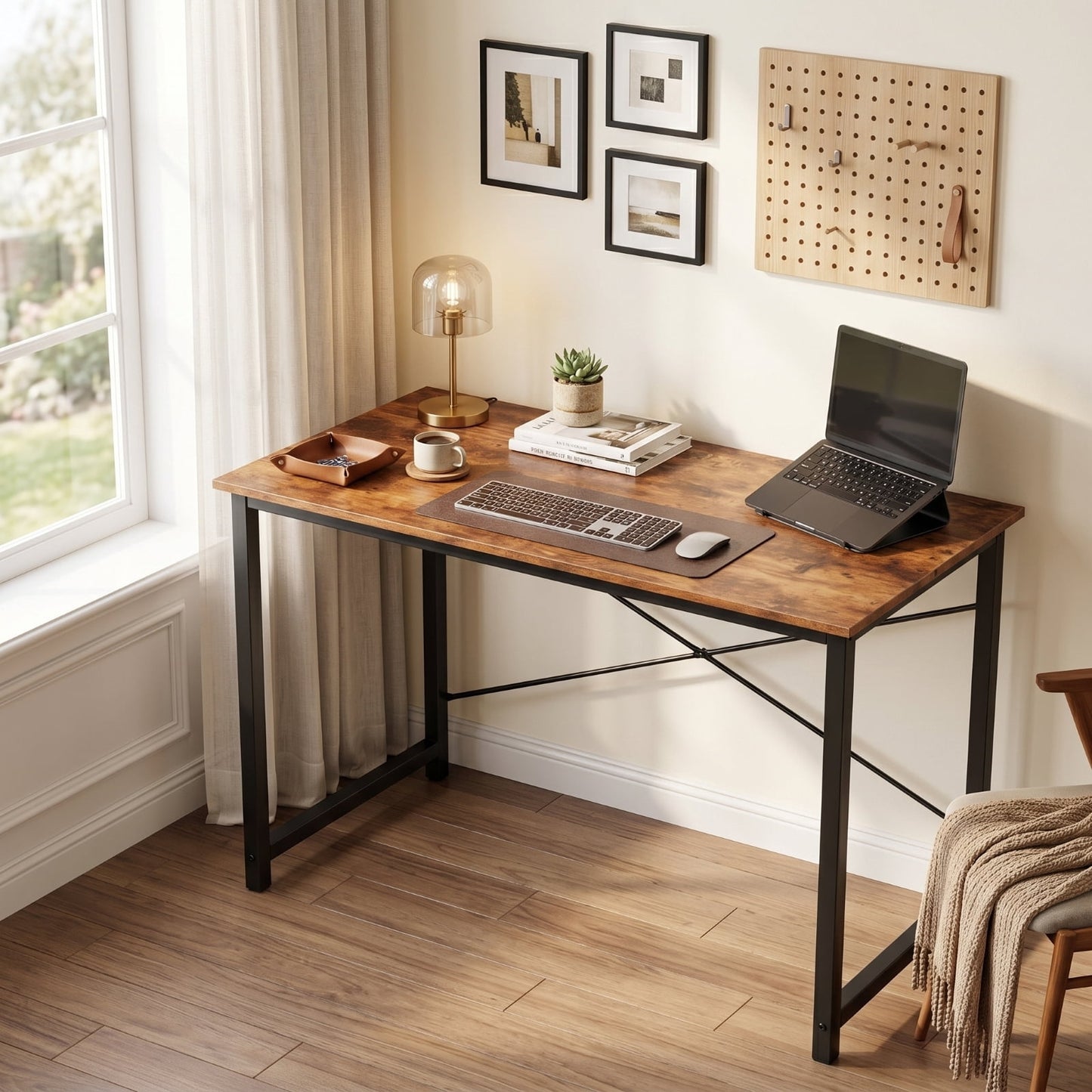 Kelno 40.5 Inch Computer Desk Simple Office Desk Table for Gaming Home Writing Study Deskï¼ŒRustic Brown
