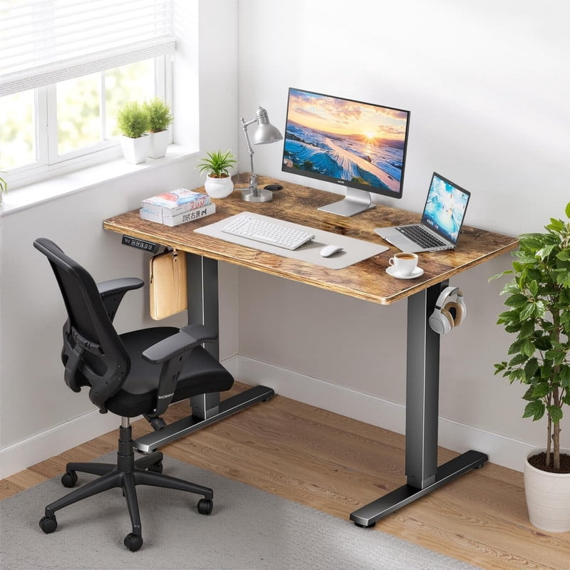Kelno 48 Inch Electric Standing Desk Adjustable Height Ergonomic Sit Stand Computer Desk with Memory Preset,Rustic Brown