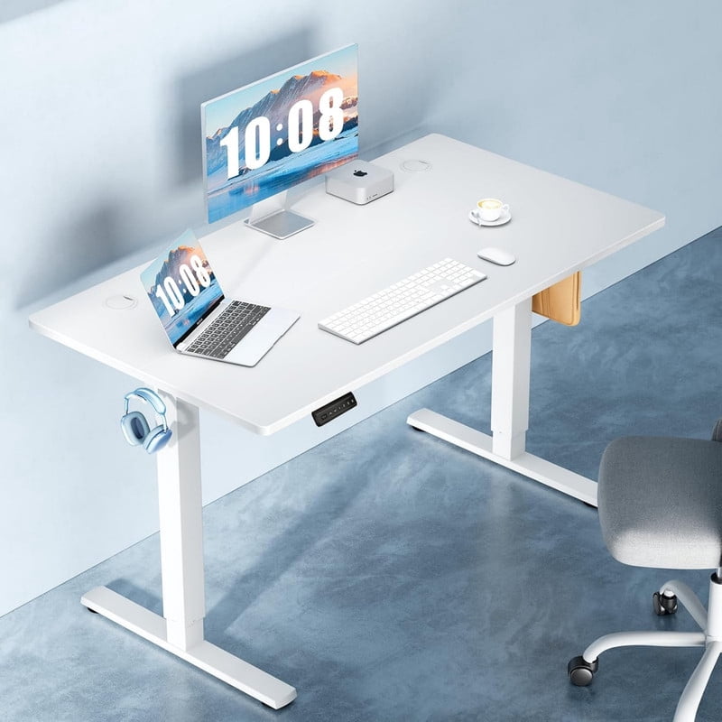 Kelno 55 Inch Electric Standing Desk Adjustable Height Ergonomic Sit Stand Computer Desk with Memory Preset,White