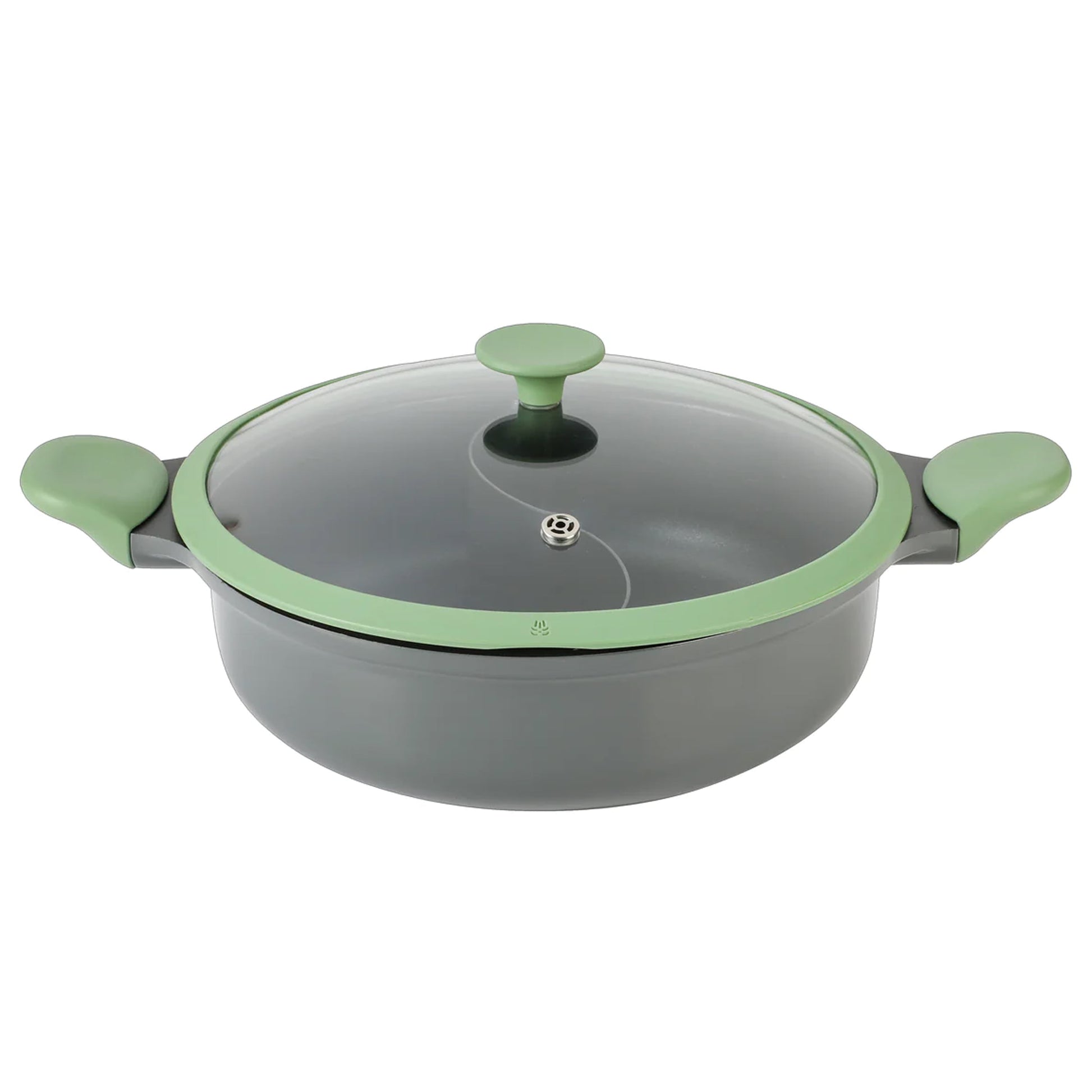 Kenmore Theodore 6.5 Quart Nonstick Cast Aluminum Divided Hot Pot Pan with Lid