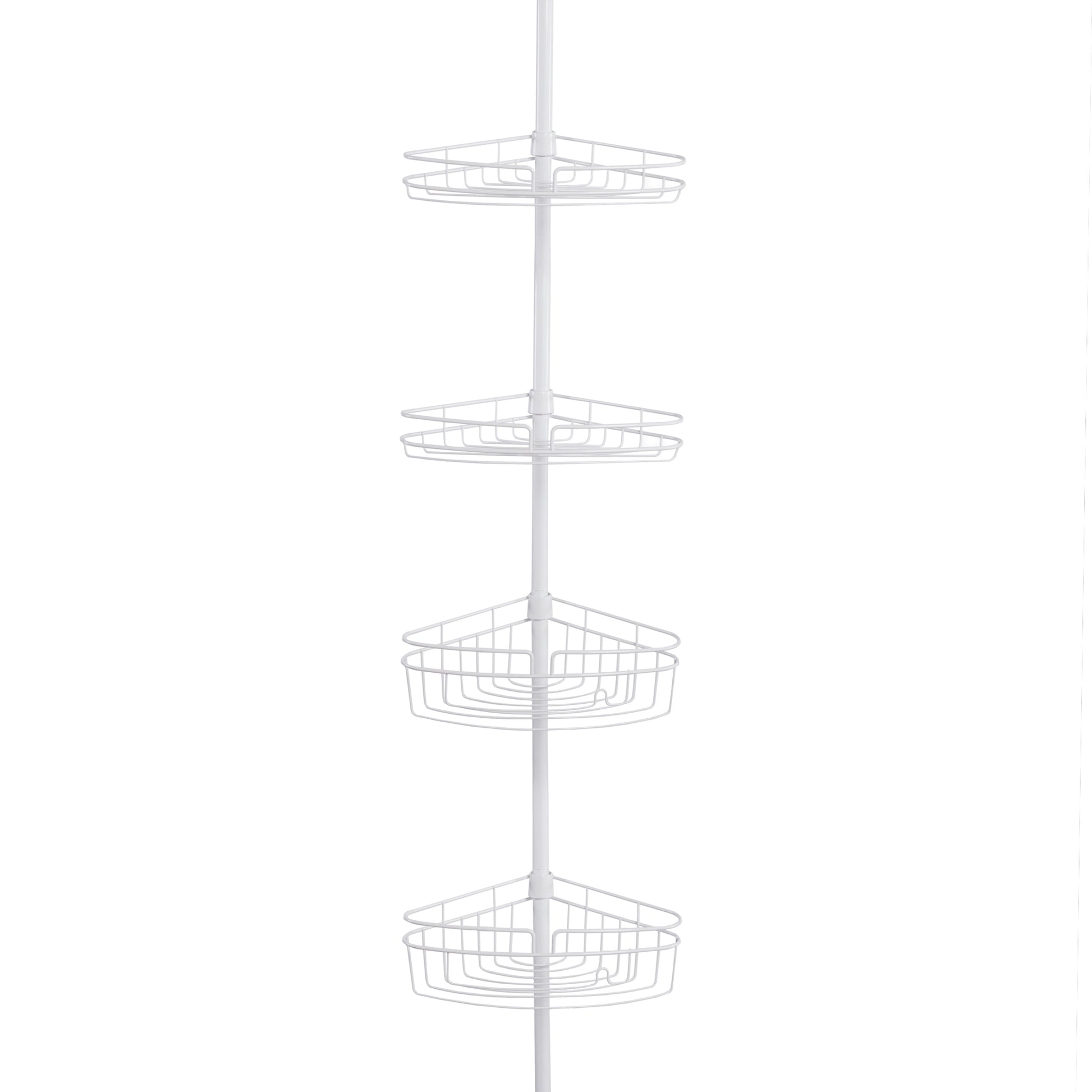KenneyÂ®4-Tier Spring Tension Shower Corner Pole Caddy with Razor Holder, White