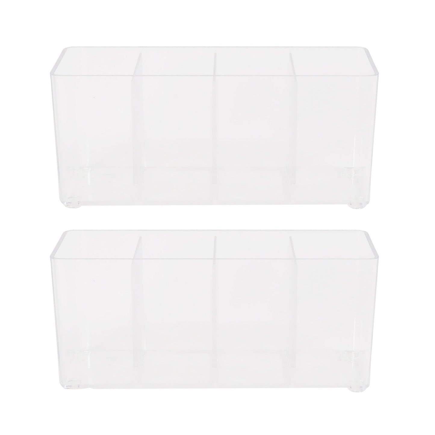 Kenney Storage Made Simple Drawer Organizer Bin, 4 Compartments, 2 Pack, Clear