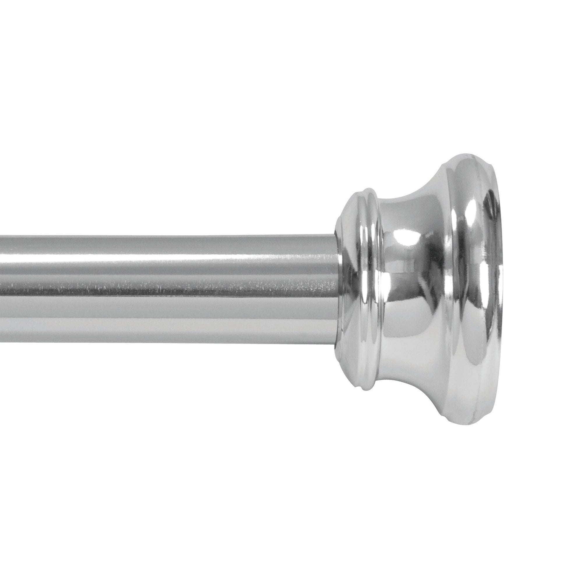 KenneyÂ® Twist & Fitâ„¢ No Tools Decorative Bell Rust-Resistant Painted Steel Straight Tension Shower Curtain Rod, 42-72", Chrome