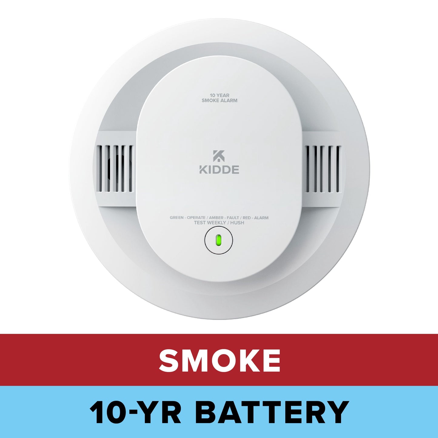 Kidde 10-Year Battery Smoke Detector, Voice Alerts & LED Warning Lights