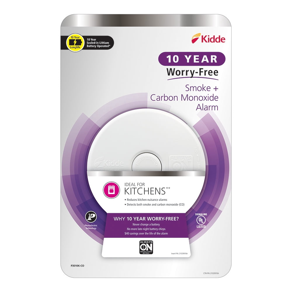 Kidde 21029899, White Battery, Photoelectric Sensor Carbon Monoxide & Smoke Combination Alarm, 2 Piece, 2 Pack