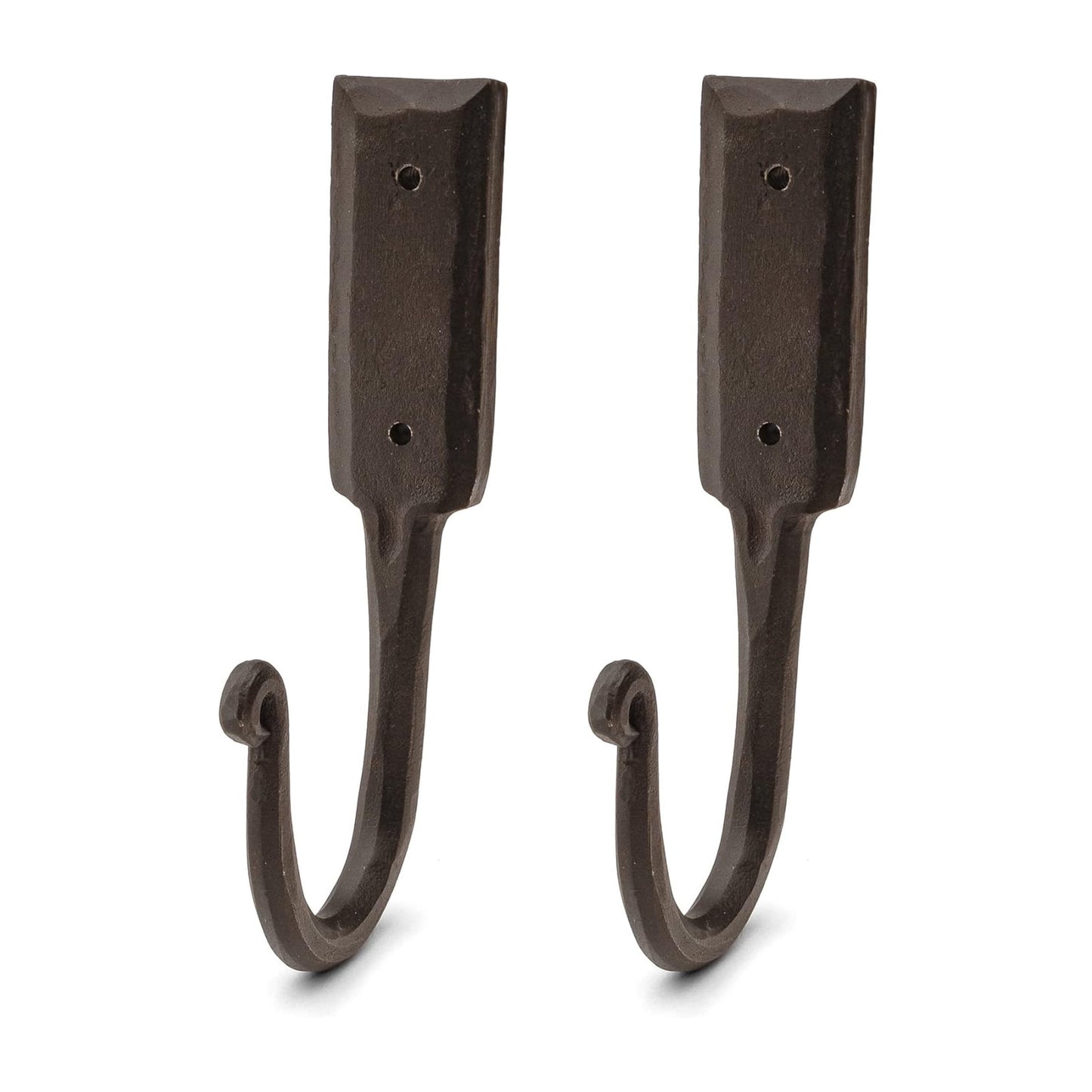 Kings County Tools Coat Hooks Heavy Duty 2-Pack - Large 6.5â€ Handmade Rustic Iron Wall Hooks, Black