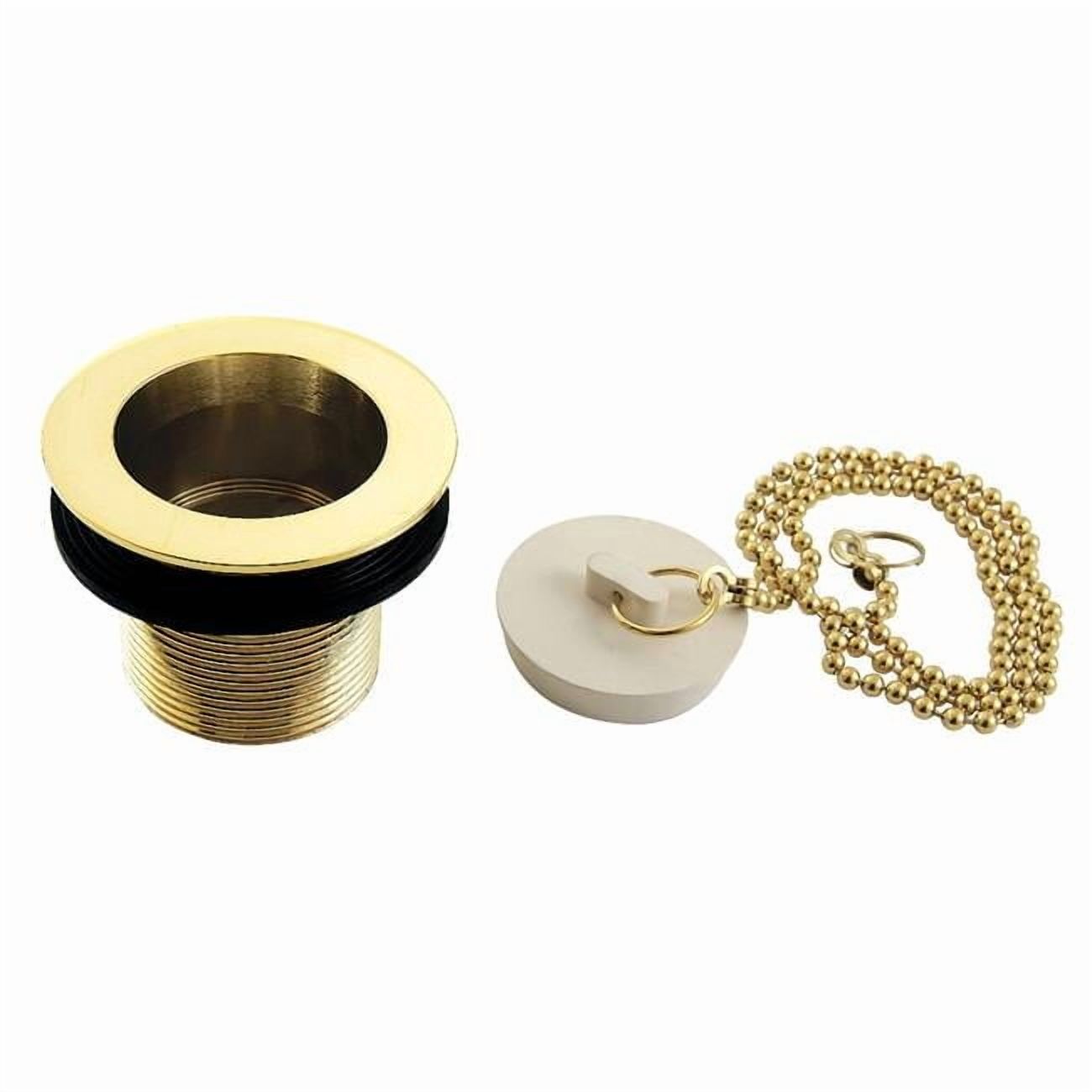 Kingston Brass DSP15PB 1.5 in. Chain & Stopper Tub Drain with 1.5 in. Body Thread, Polished Brass