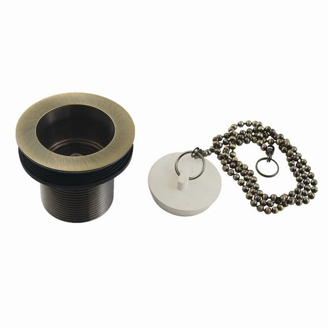 Kingston Brass DSP17AB 1.5 in. Chain & Stopper Tub Drain with 1.75 in. Body Thread, Antique Brass
