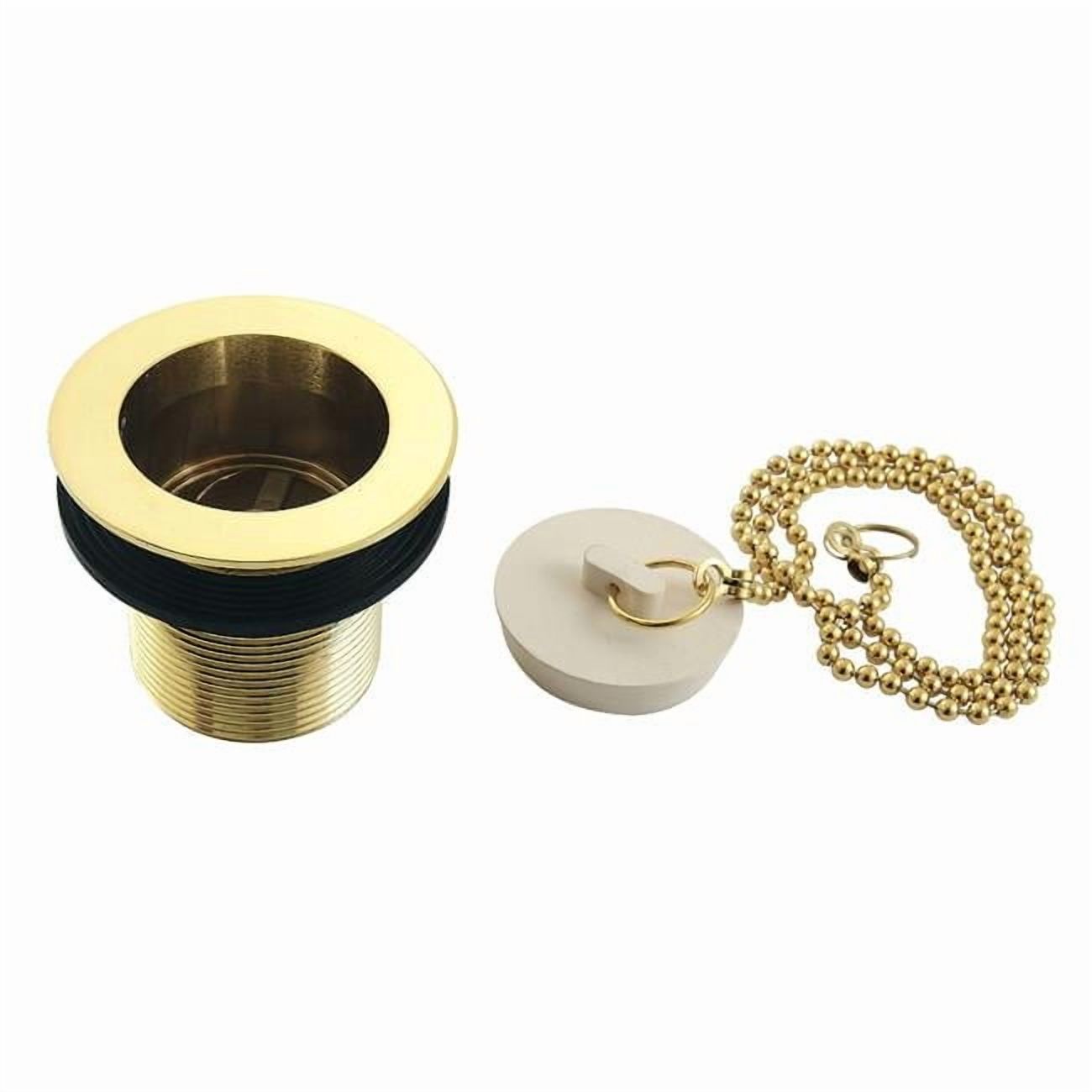 Kingston Brass DSP17PB 1.5 in. Chain & Stopper Tub Drain with 1.75 in. Body Thread, Polished Brass