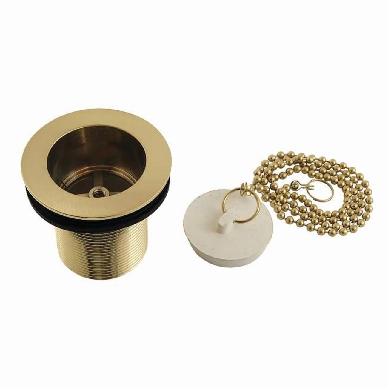 Kingston Brass DSP20SB 1.5 in. Chain & Stopper Tub Drain with 2 in. Body Thread, Brushed Brass