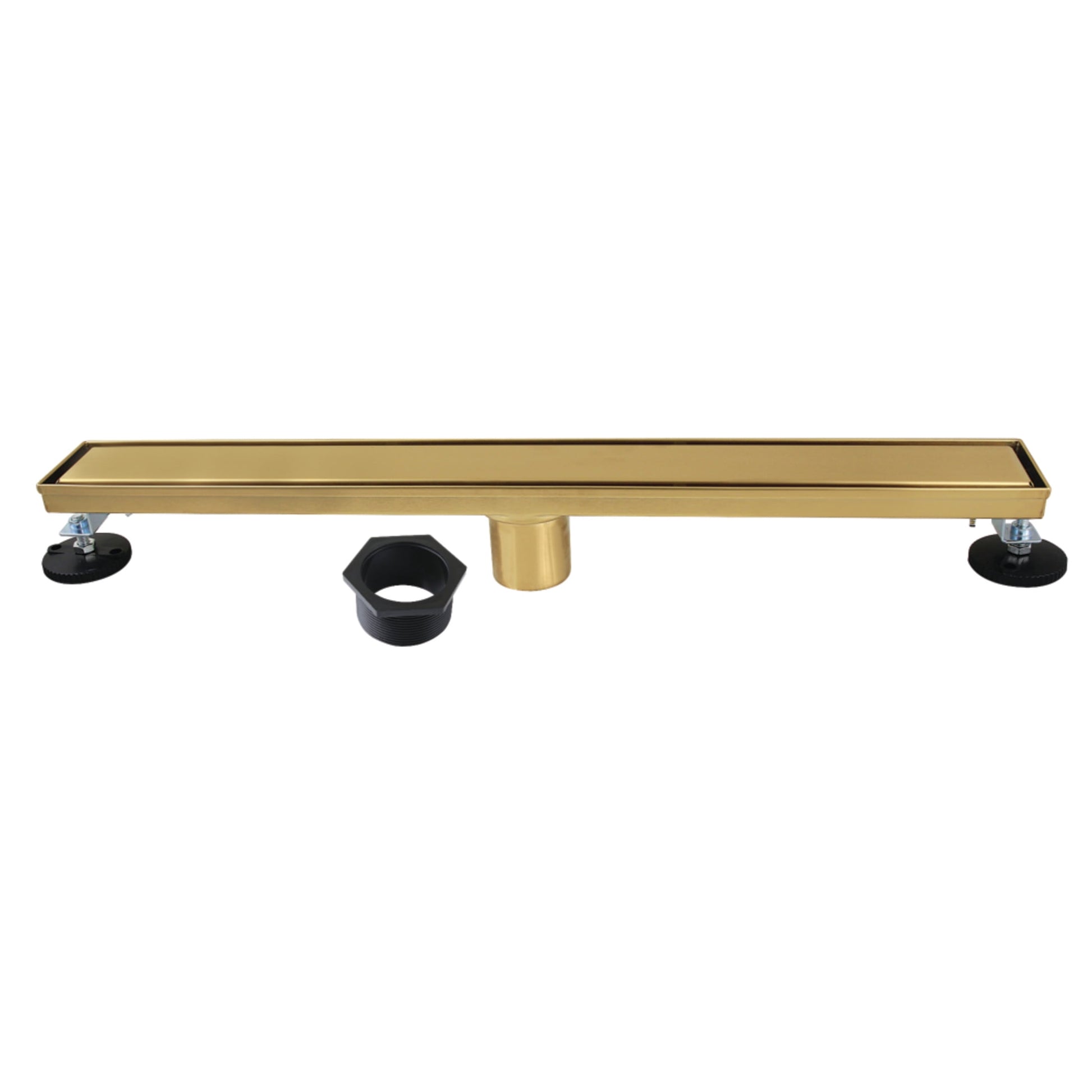 Kingston BSF2427 Watercourse 24-Inch Stainless Steel Linear Shower Drain with Reversible Tile Insert and Flat Grate in Brushed Brass