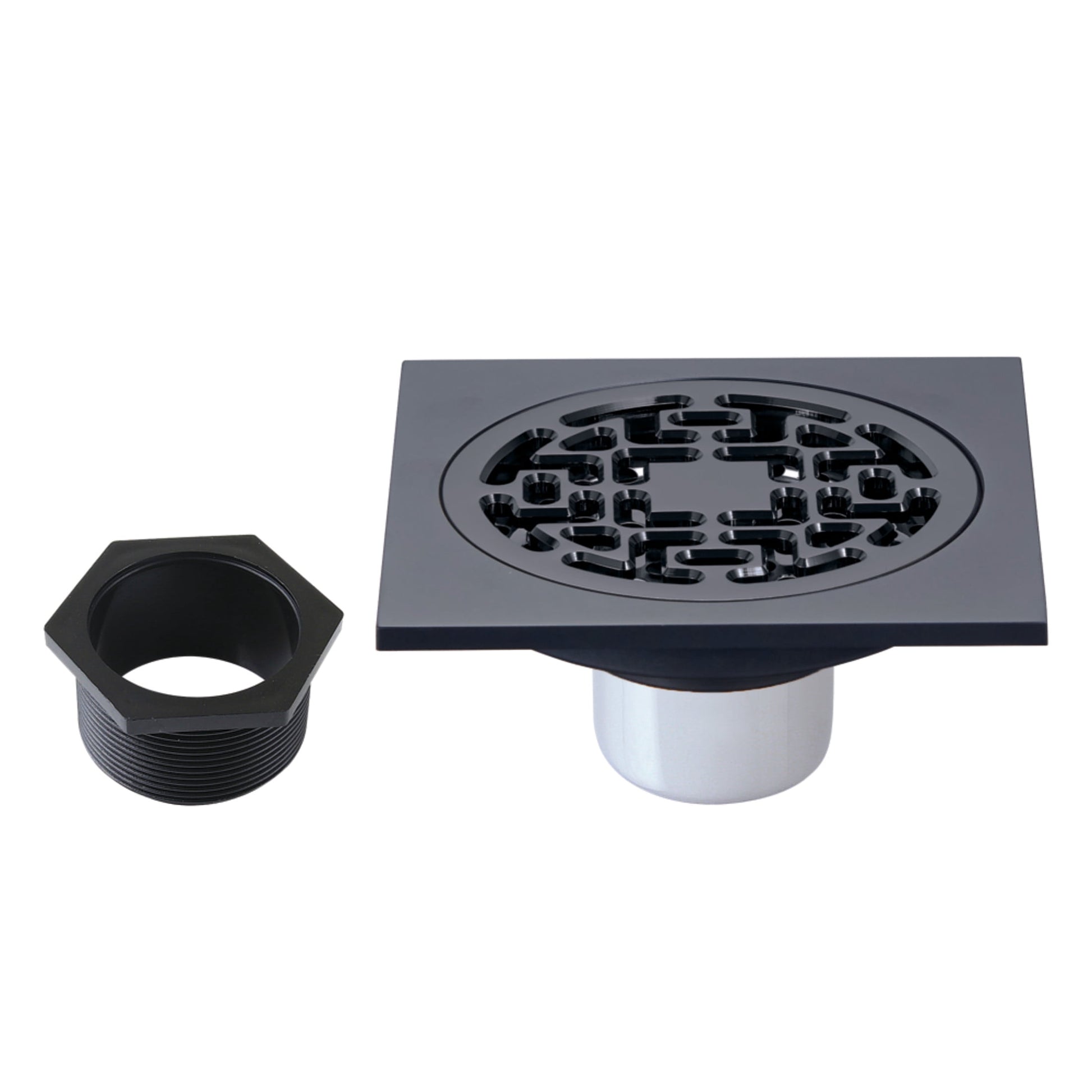 Kingston Brass BSF4272MB Watercourse 4-Inch Brass Square Grid Shower Drain with Flange in Matte Black