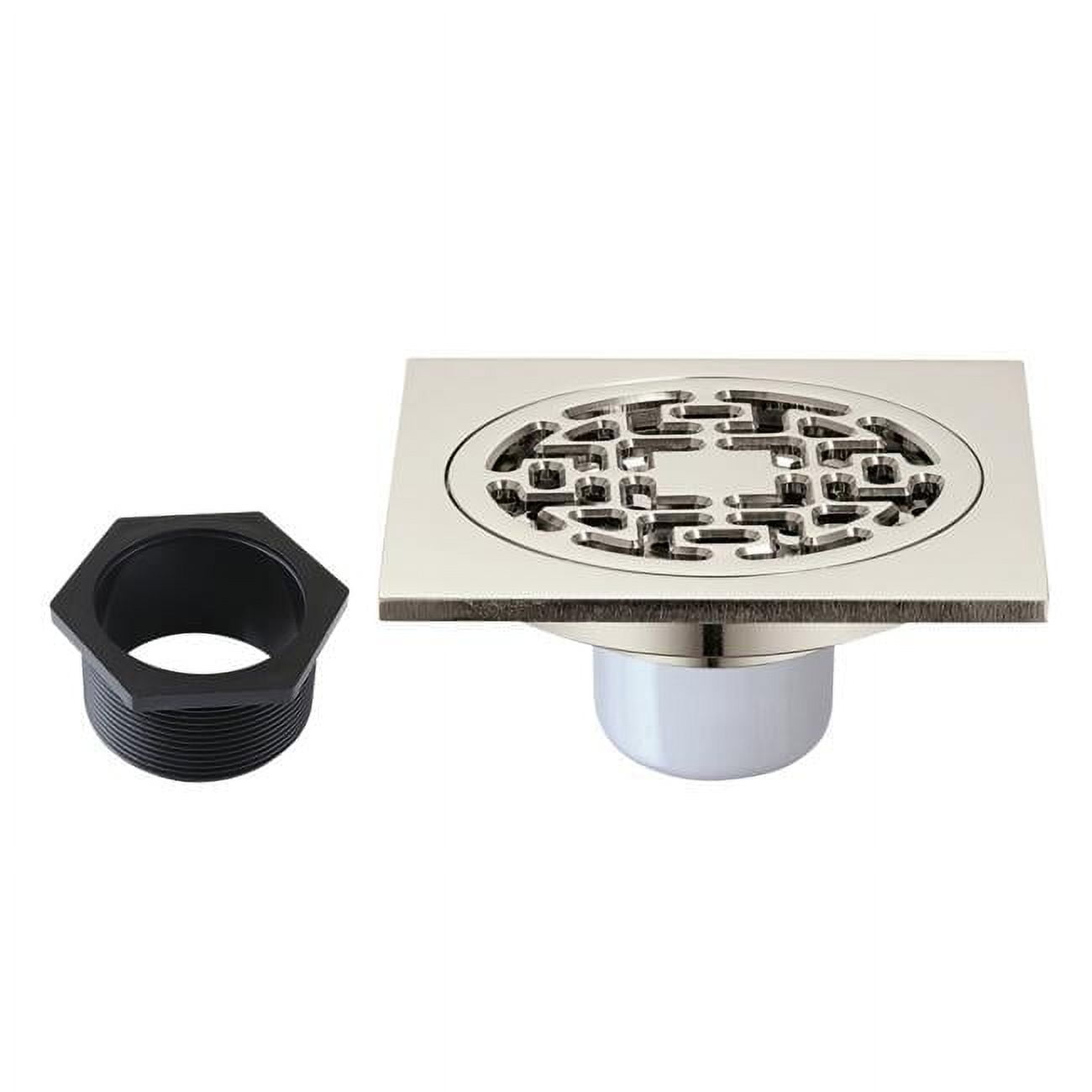 Kingston Brass BSF4272PN 4 in. Watercourse Square Brass Shower Drain, Polished Nickel