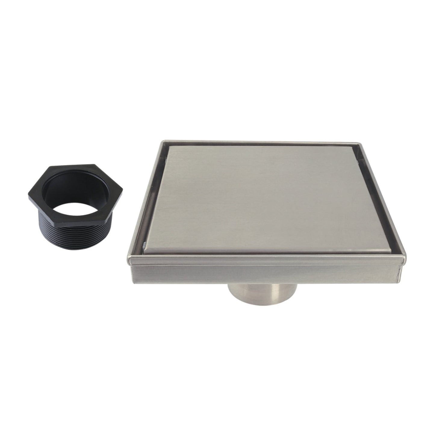 Kingston Brass BSF6628 Watercourse 6-Inch Stainless Steel Square Shower Drain with Hair Catcher in Brushed Nickel