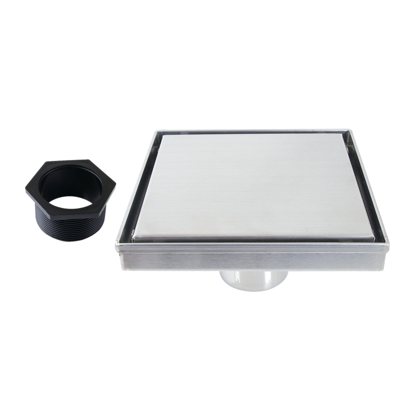 Kingston Brass BSF6621 Watercourse 6-Inch Stainless Steel Square Shower Drain with Hair Catcher in Polished Chrome