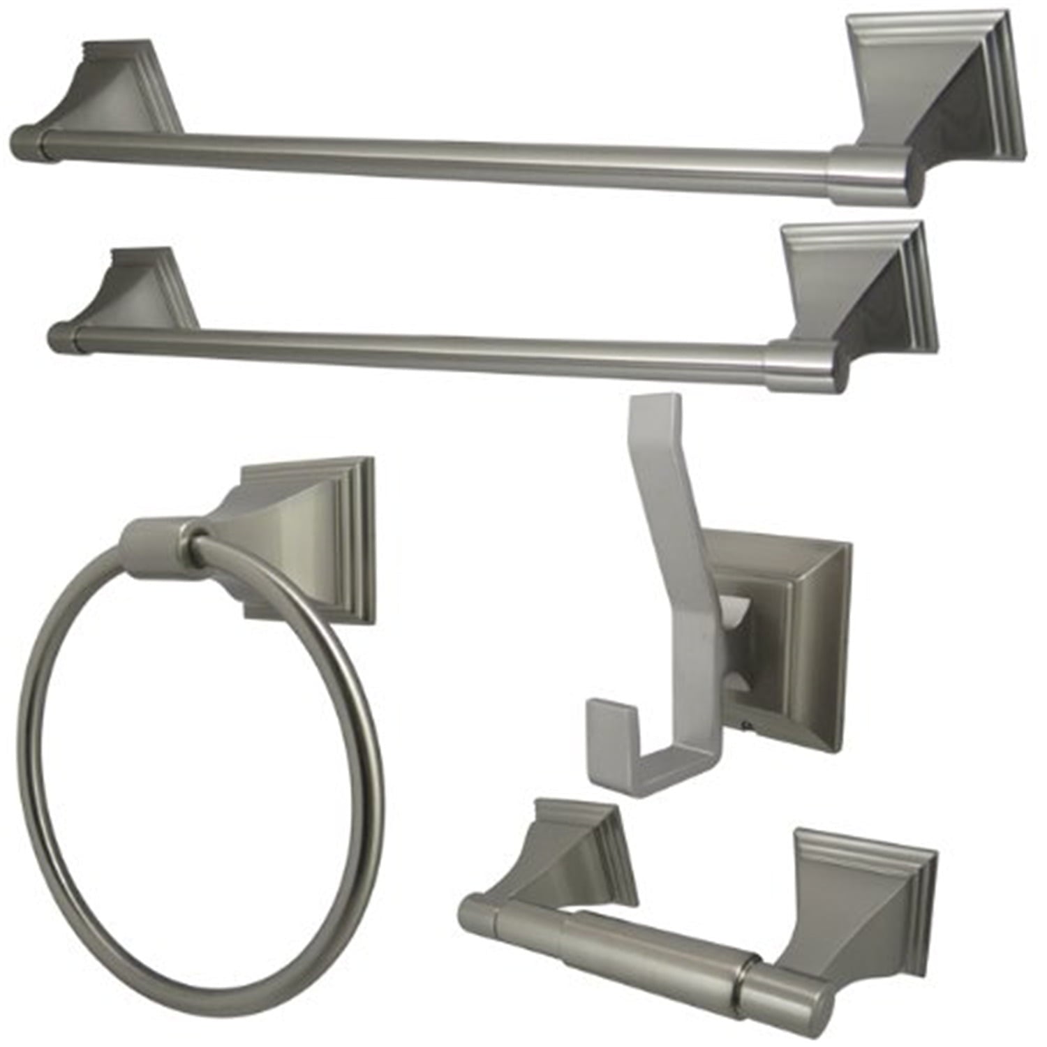 Kingston Brass BAHK61212478SN Monarch Collection 5-piece Towel Bar Bath Hardware Set, Satin Nickel