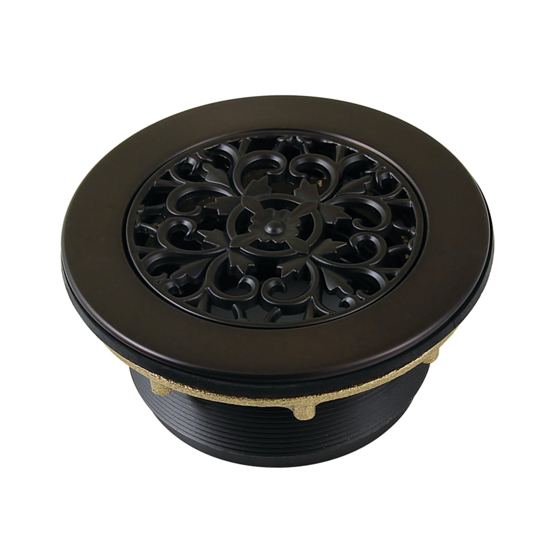 Kingston BSFT4135 Watercourse 4-1/4-Inch Brass Round Grid Shower Base Drain with Flange in Oil Rubbed Bronze