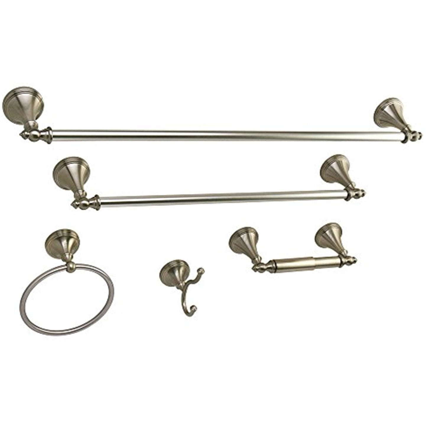 Kingston Brass BAHK161212478SN Naples Collection 5-piece Towel Bar Bath Hardware Set, Satin Nickel