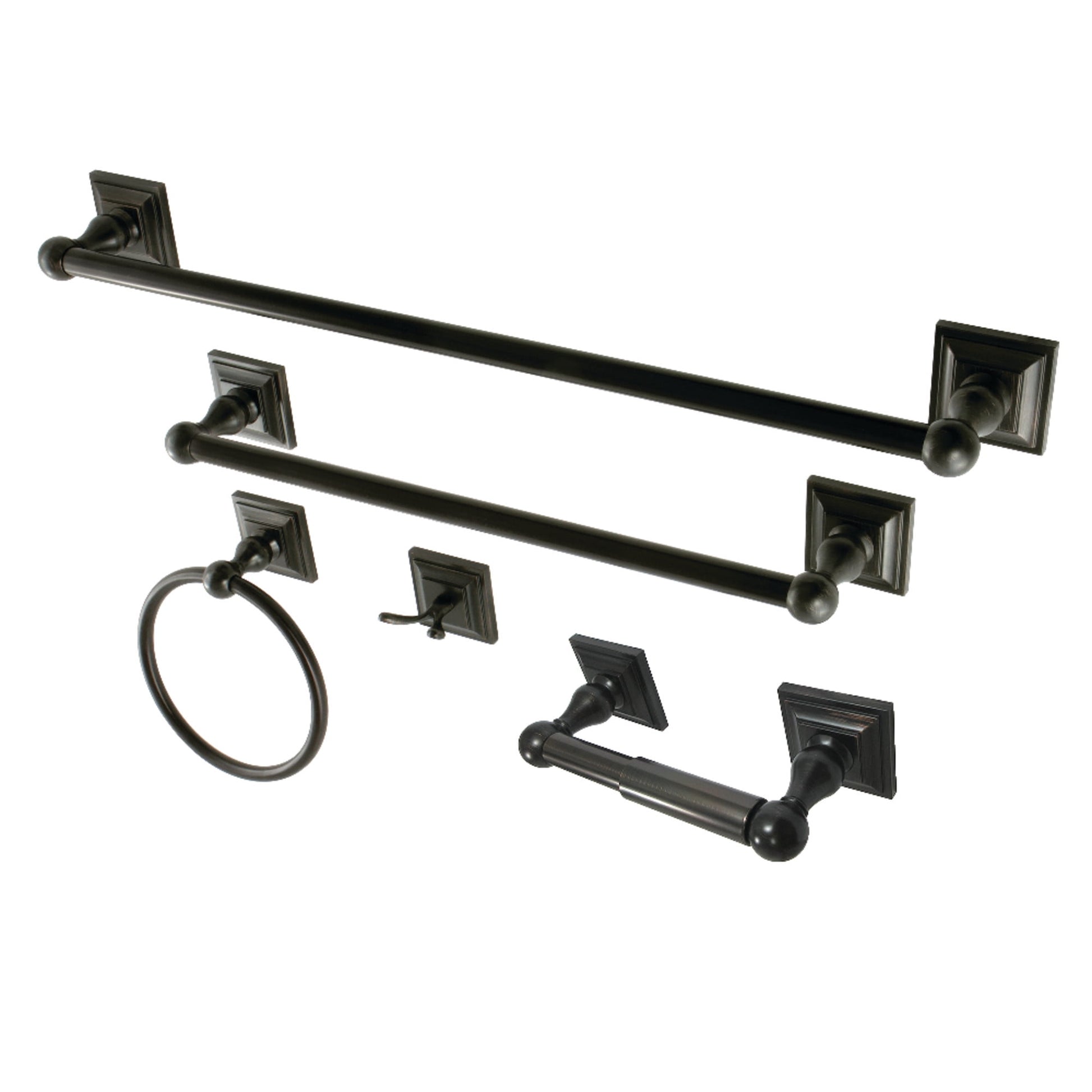 Kingston Brass BAHK3212478ORB Serano 5-Piece 18-Inch and 24-Inch Towel Bars Bathroom Accessory Set in Oil Rubbed Bronze