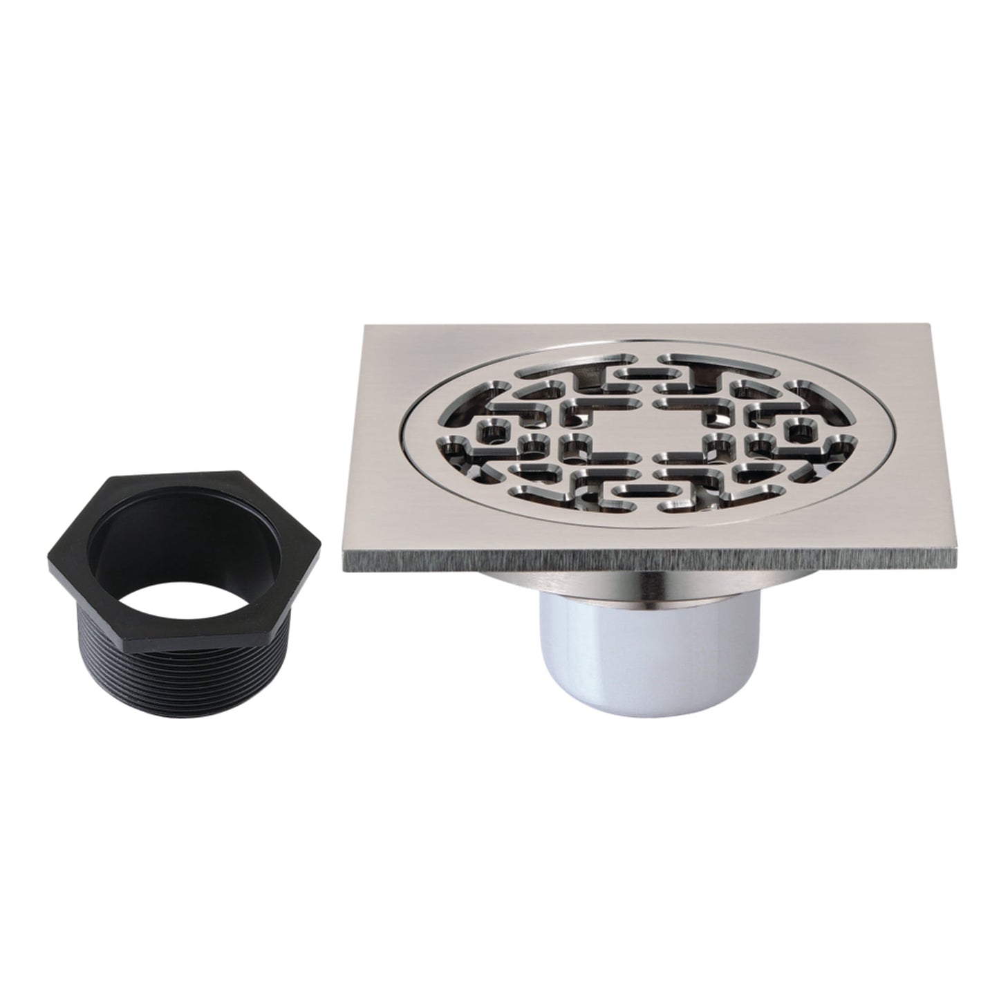 Kingston Brass BSF4272BN Watercourse 4-Inch Brass Square Grid Shower Drain with Flange in Brushed Nickel