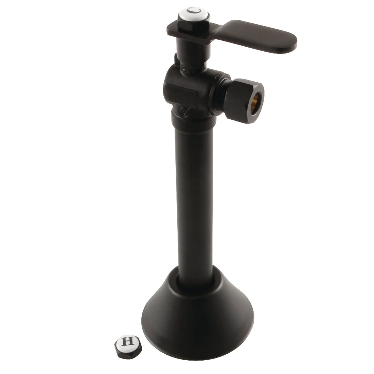 Kingston Brass CA8320MB 1/2" Sweat x 3/8" OD Comp Angle Shut Off Valve with 5" Extension, Matte Black