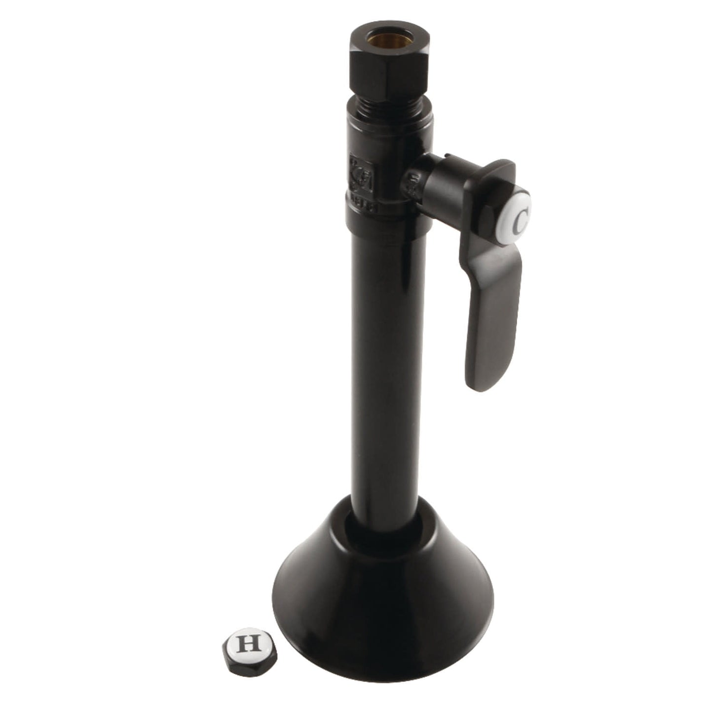 Kingston Brass CA8325MB 1/2" Sweat x 3/8" OD Comp Straight Shut Off Valve with 5" Extension, Matte Black