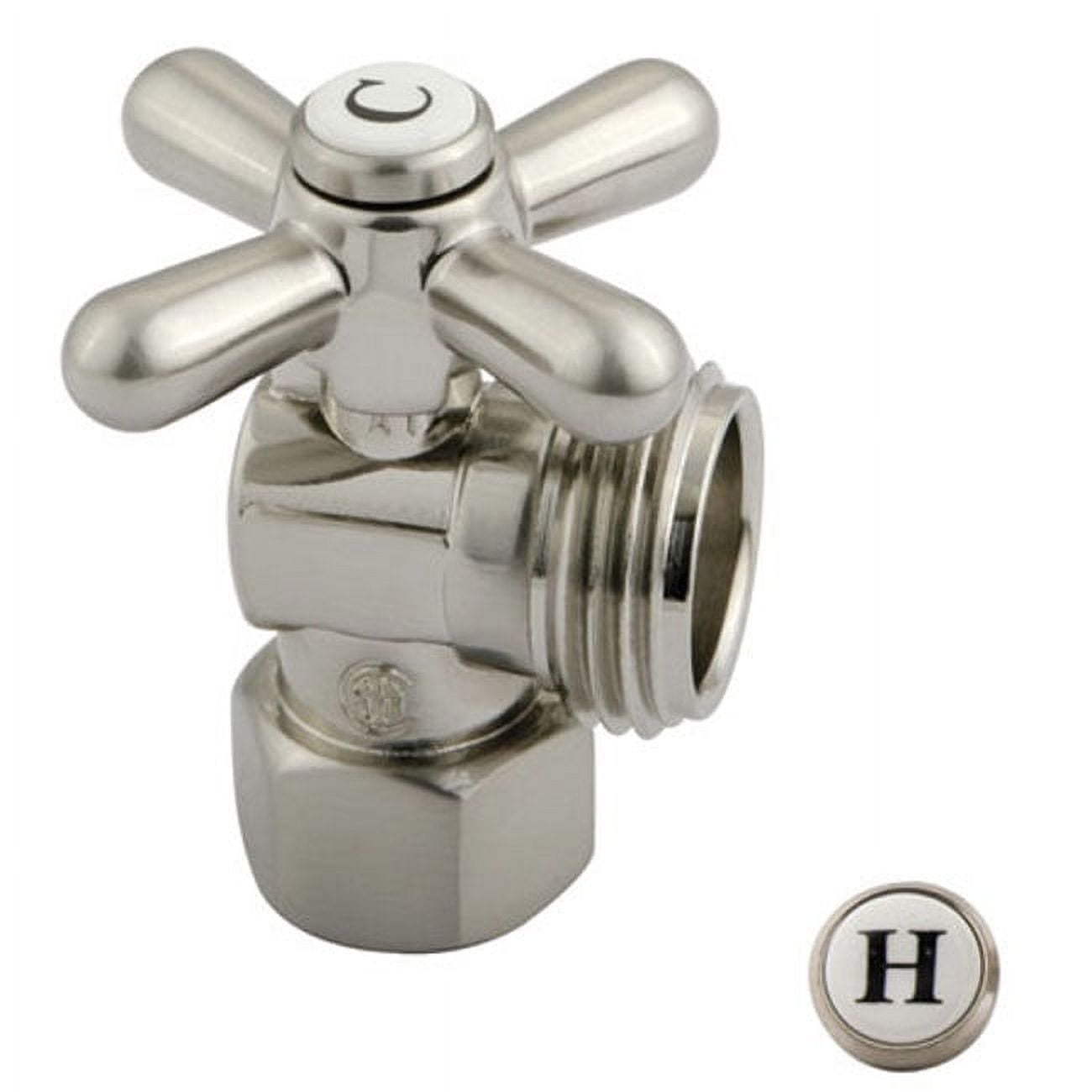 Kingston Brass CC13008X 1/2" FIP x 3/4" Hose Thread, Washing Machine Valve, Brushed Nickel