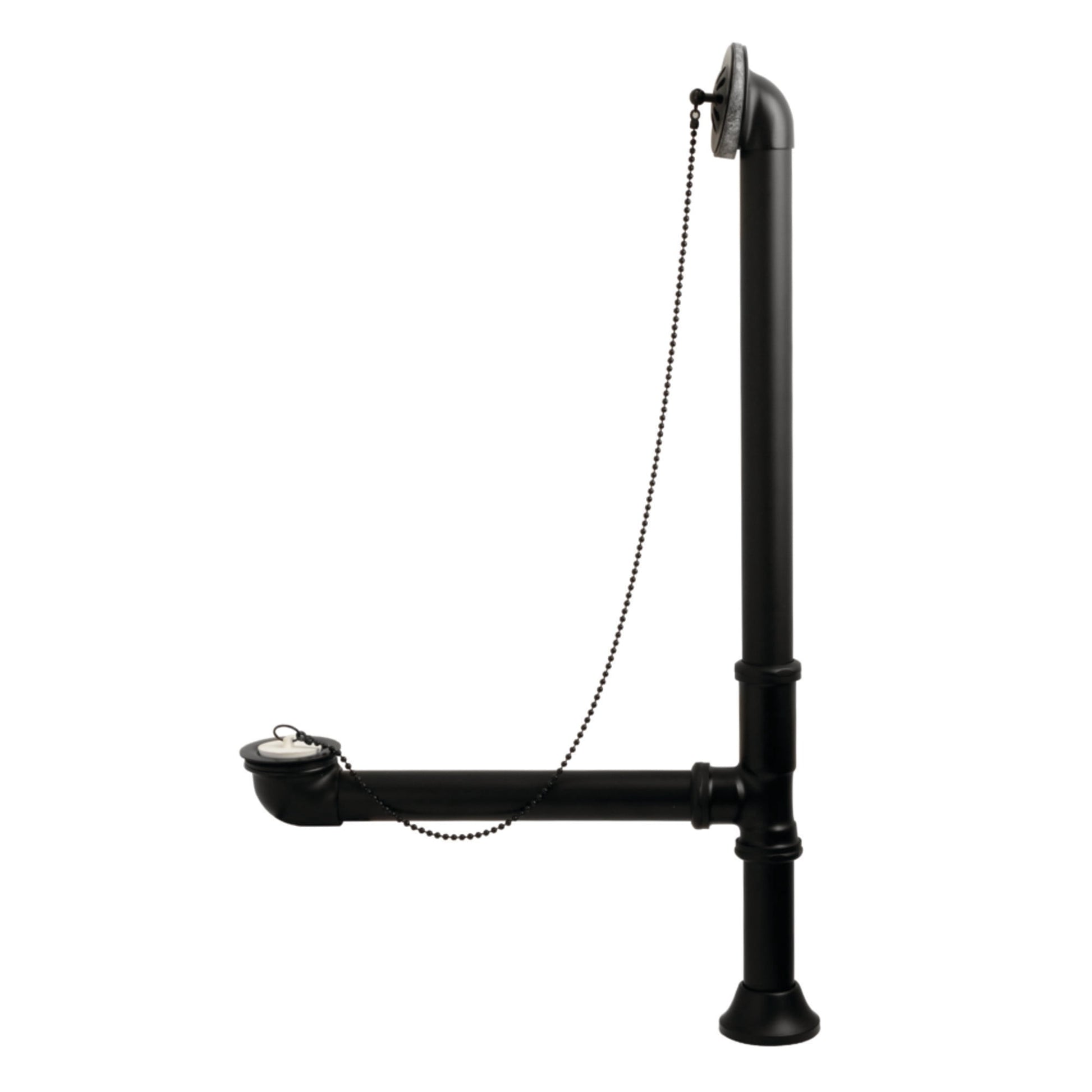 Kingston Brass CC2090 Brass Chain and Stopper Tub Waste and Overflow in Matte Black