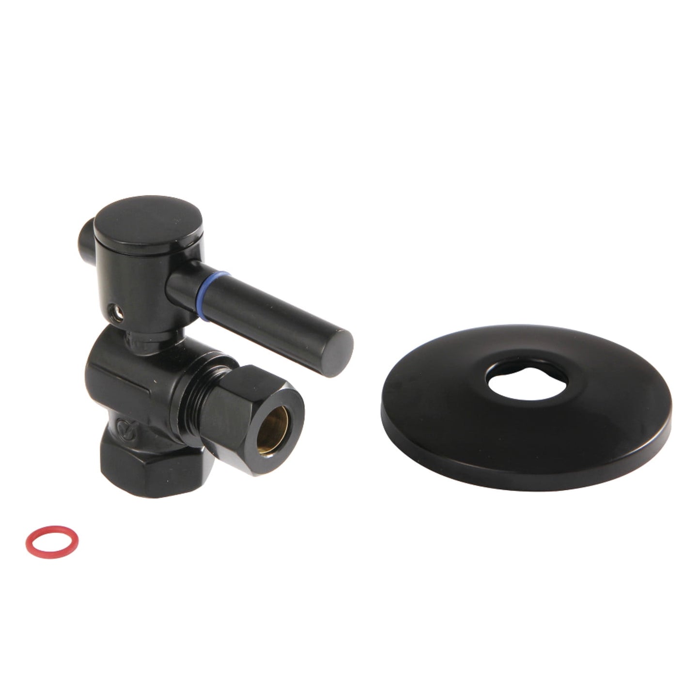 Kingston Brass CC33100DLK 3/8" FIP x 3/8" OD Comp Quarter-Turn Angle Stop Valve with Flange, Matte Black