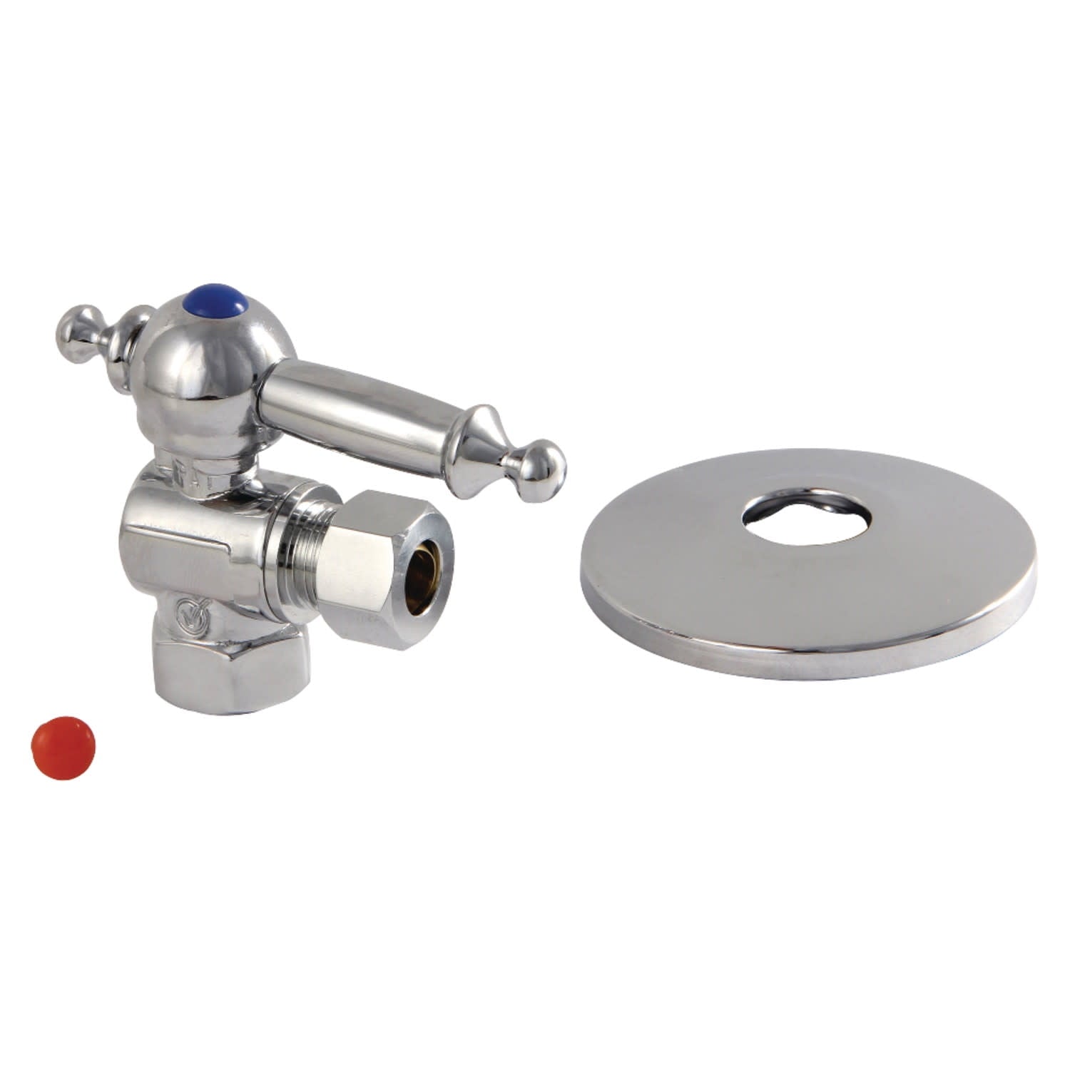 Kingston Brass CC33101TLK 3/8" FIP x 3/8" OD Comp Quarter-Turn Angle Stop Valve with Flange, Polished Chrome