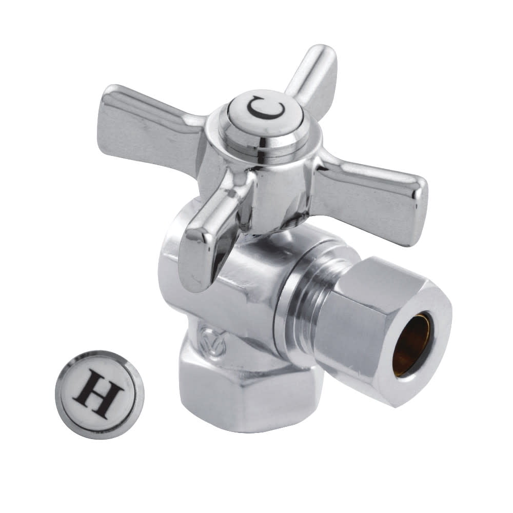 Kingston Brass CC33101ZX 3/8" FIP x 3/8" OD Comp Quarter-Turn Angle Stop Valve, Polished Chrome