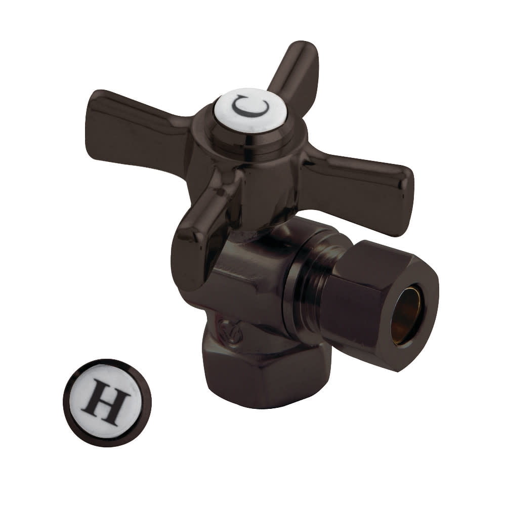 Kingston Brass CC33105ZX 3/8" FIP x 3/8" OD Comp Quarter-Turn Angle Stop Valve, Oil Rubbed Bronze