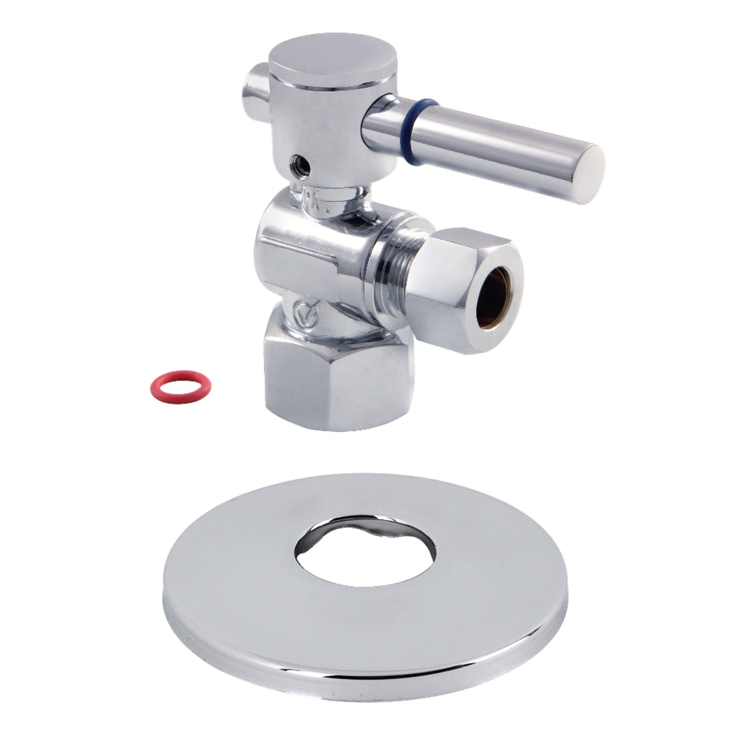 Kingston Brass CC43107DLK 1/2" FIP x 3/8" OD Comp Quarter-Turn Angle Stop Valve with Flange, Brushed Brass