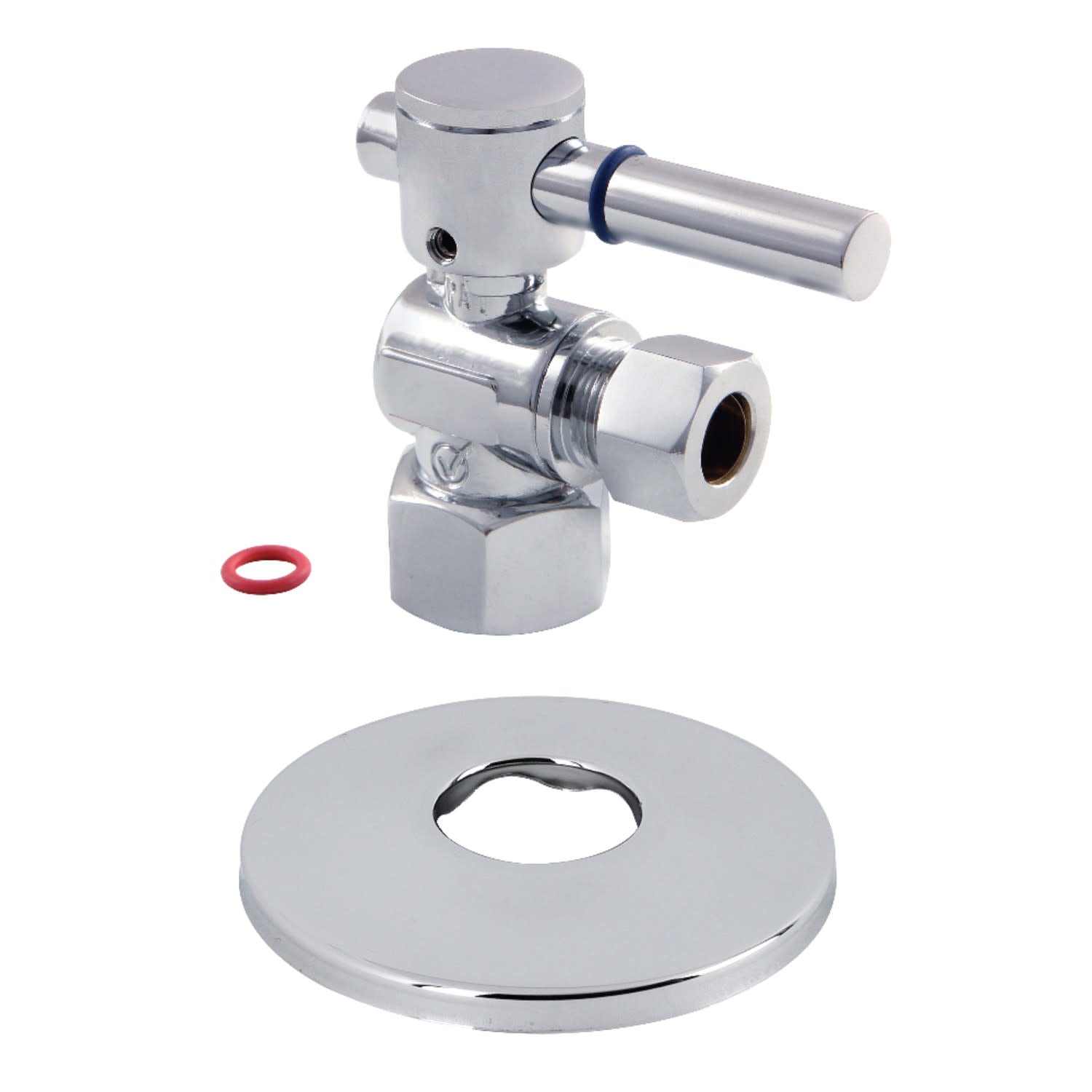 Kingston Brass CC43107DLK 1/2" FIP x 3/8" OD Comp Quarter-Turn Angle Stop Valve with Flange, Brushed Brass
