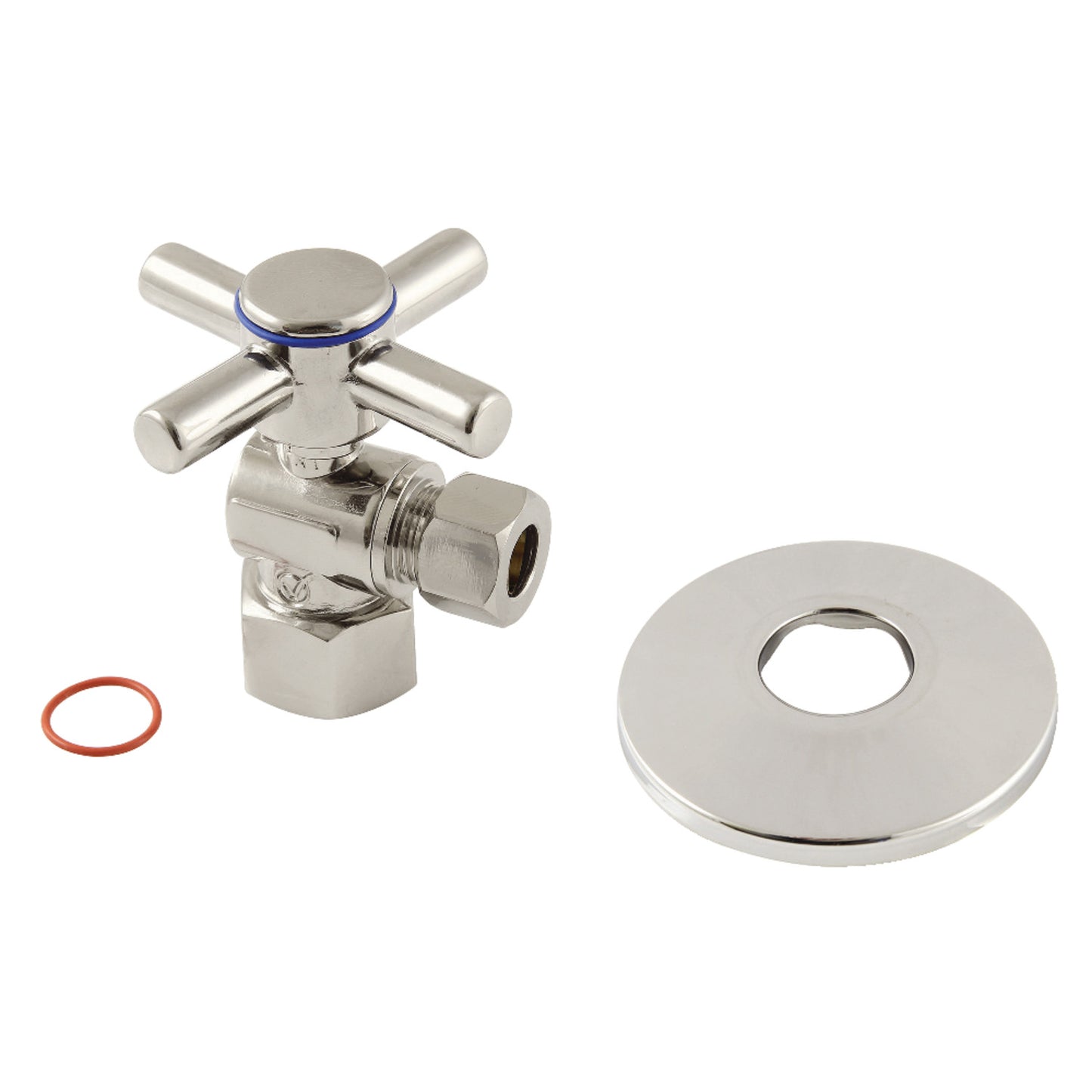 Kingston Brass CC43106DXK 1/2" FIP x 3/8" OD Comp Quarter-Turn Angle Stop Valve with Flange, Polished Nickel
