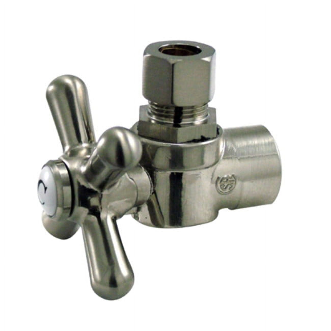 Kingston Brass CC43208X 1/2" Sweat x 3/8" OD Comp Angle Stop Valve, Brushed Nickel